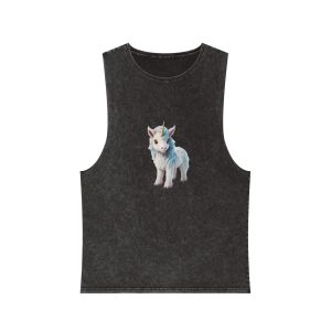 Colorful Cartoon Animated 3d Unicorn Children (7) Unisex Stonewash Tank Top