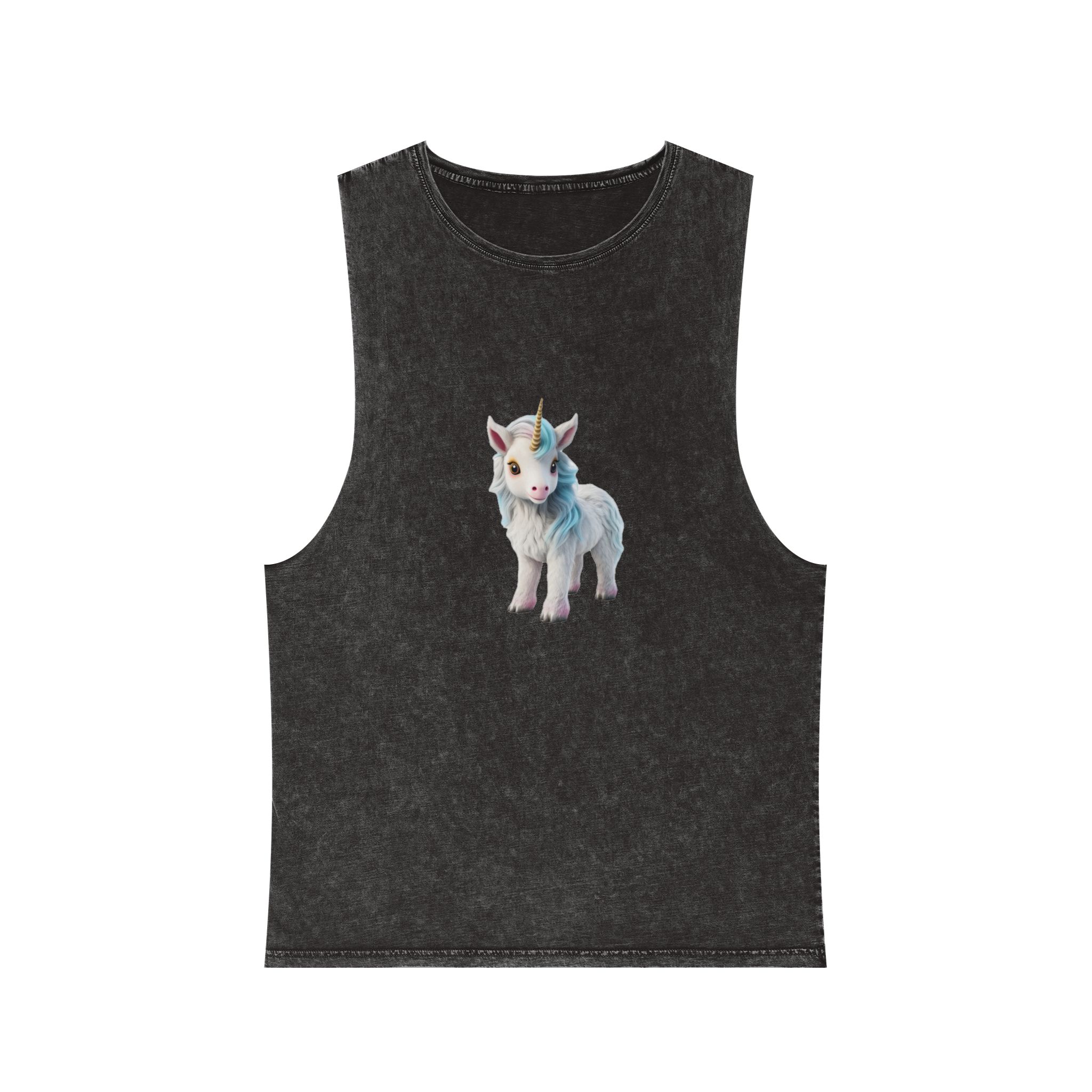 Colorful Cartoon Animated 3d Unicorn Children (7) Unisex Stonewash Tank Top