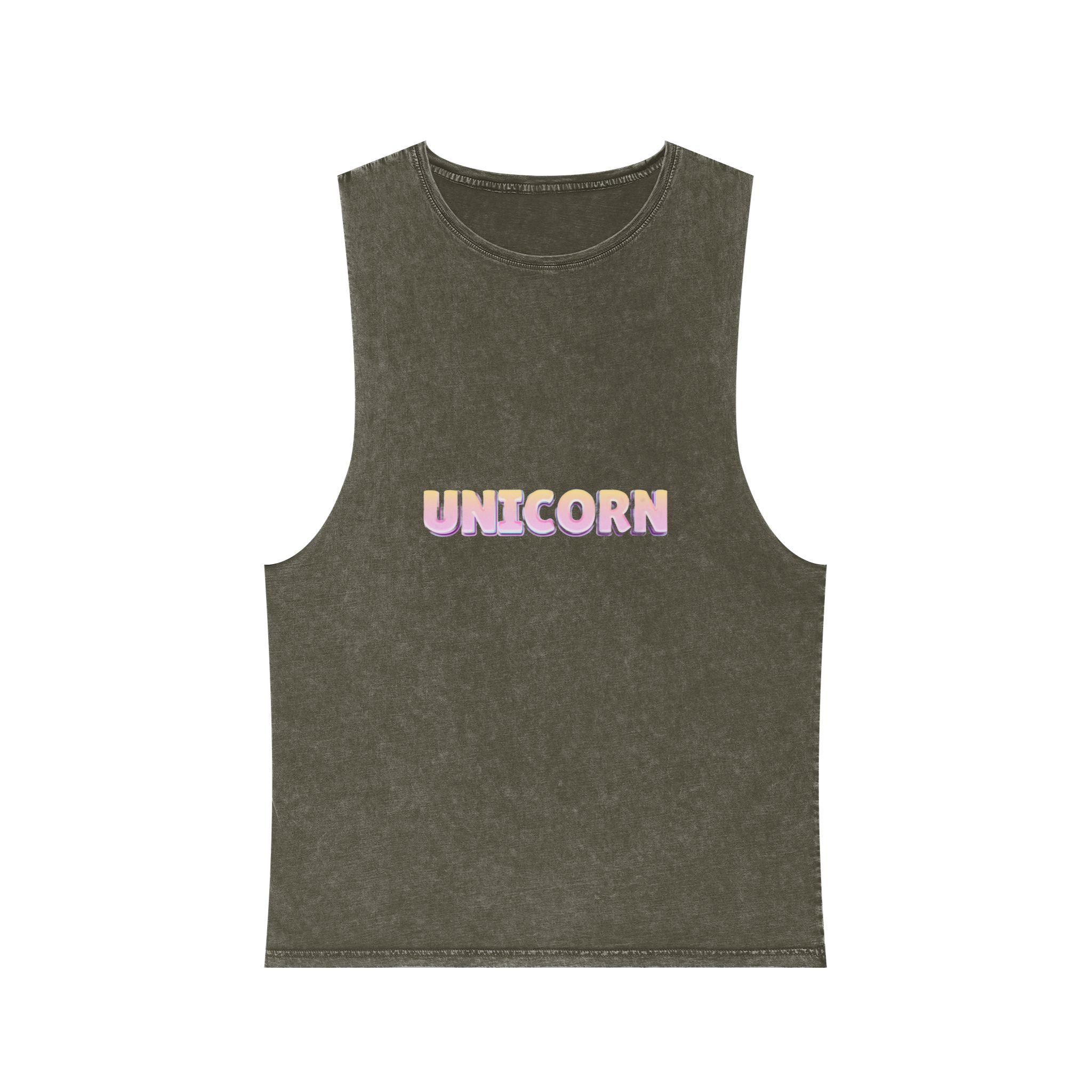 Unicorn Editable Text Effect Unisex Stonewash Tank Top - Image 5