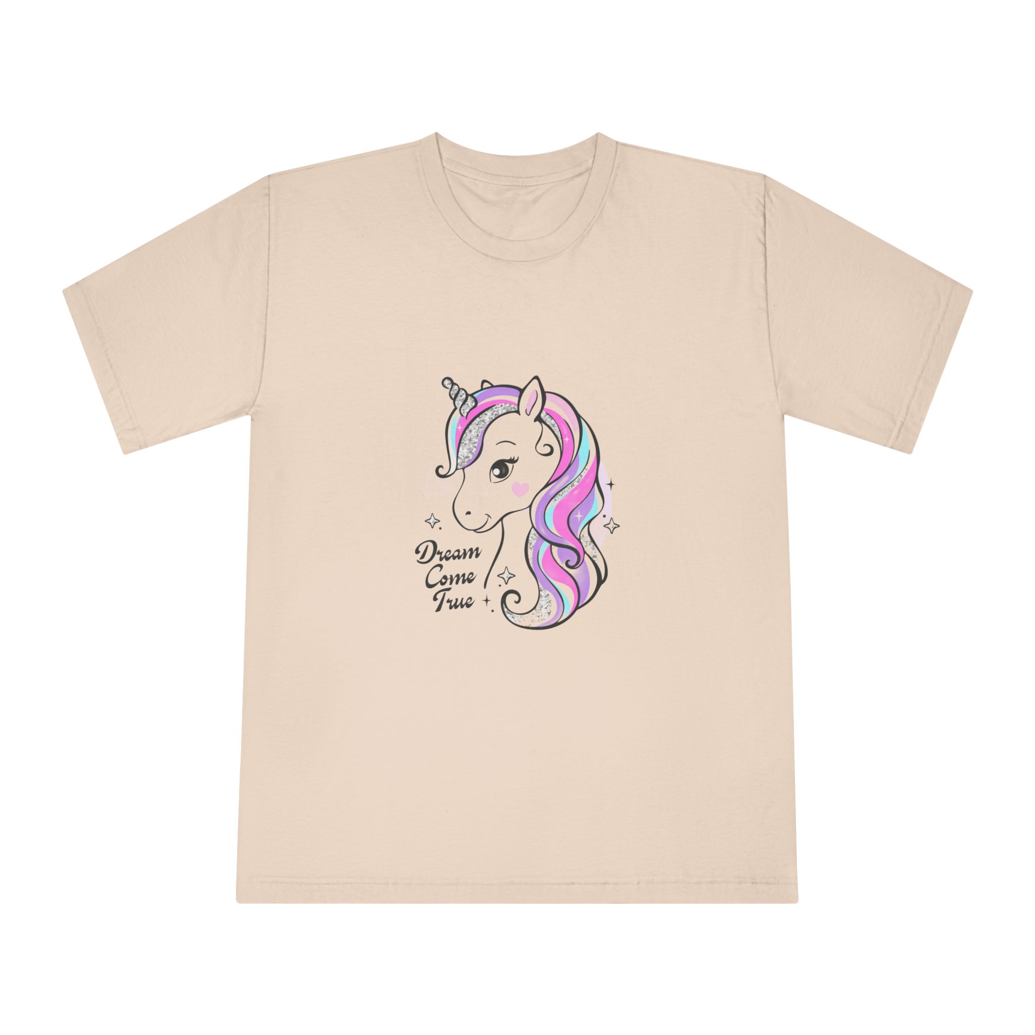 Art Beautiful Little Unicorn On A White Background Sequins Print For Clothes and T Shirts Vector Illustration Cartoon Unisex Classic Crewneck T Shirt - Image 9