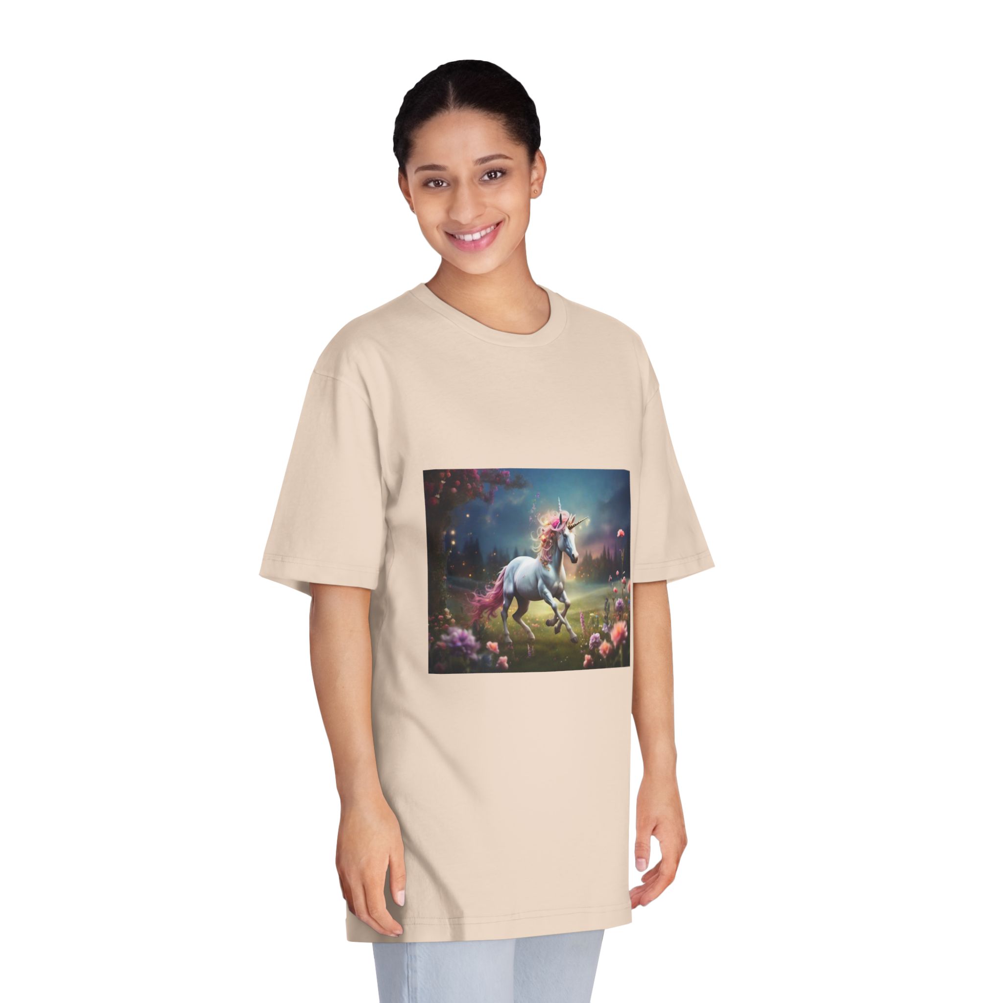 Beautiful Unicorn Running Magical Meadow Unicorn Background Images Whimsical Unicorn (5) Unisex Classic Crewneck T Shirt - Image 11