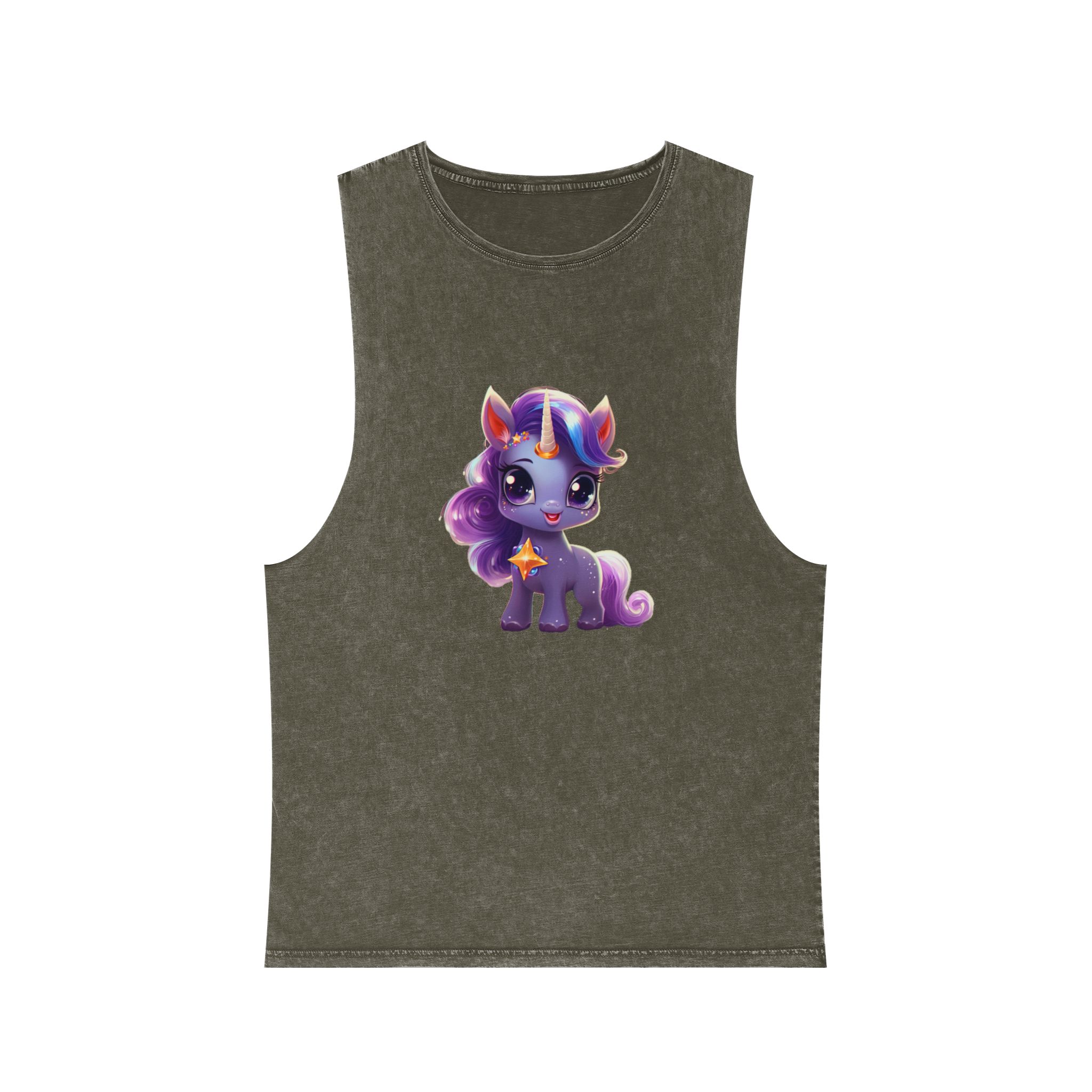 Beautiful Cute Baby Unicorn (6) Unisex Stonewash Tank Top - Image 5