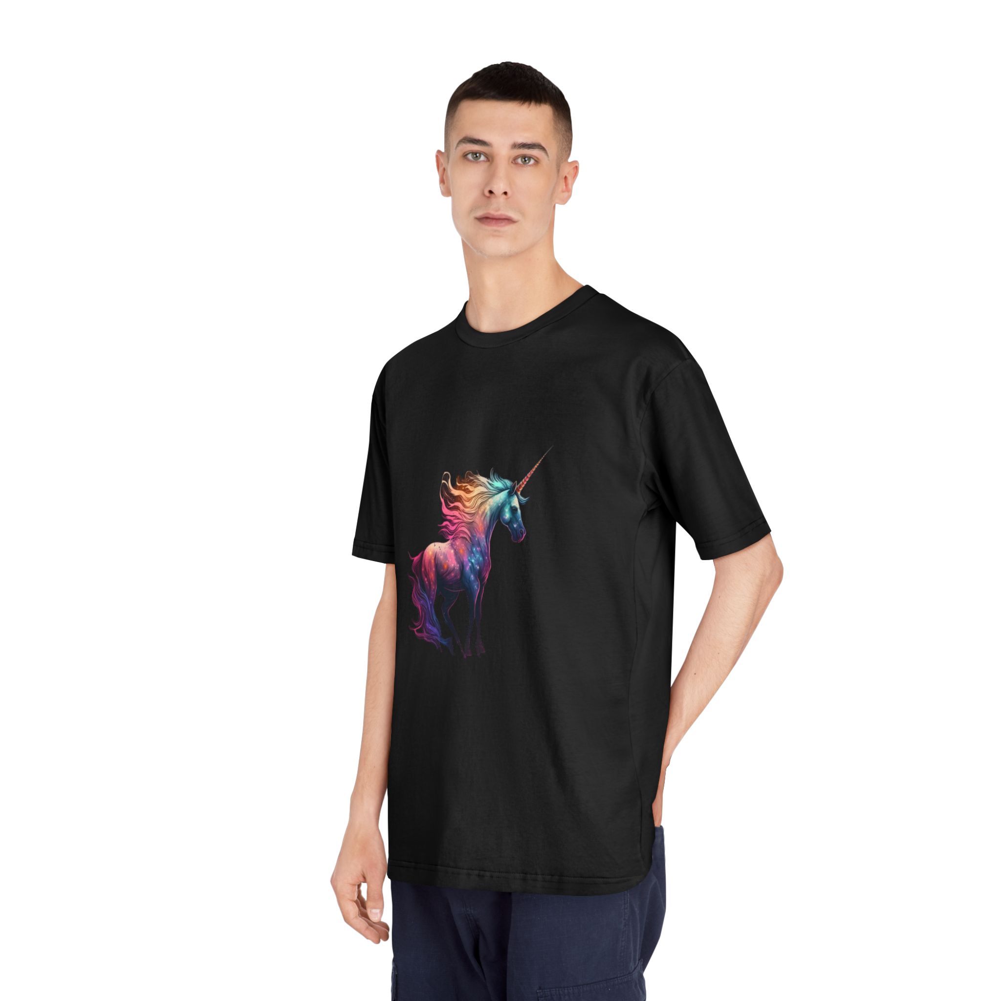Unicorn With Colorful Mane Stars Background Generative Ai Unisex Classic Crewneck T Shirt - Image 8