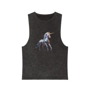 Mythical Unicorn Poly Style Unisex Stonewash Tank Top