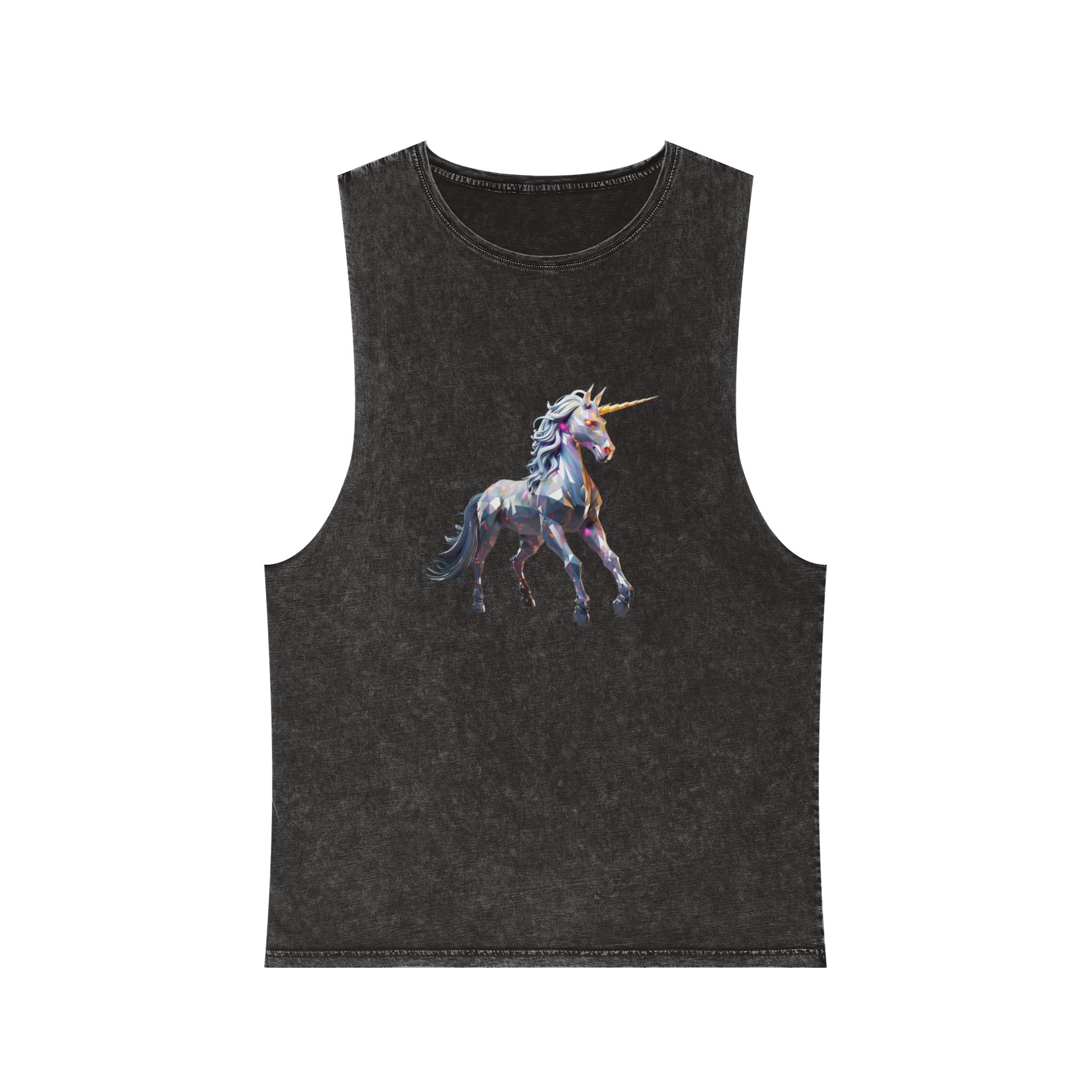 Mythical Unicorn Poly Style Unisex Stonewash Tank Top