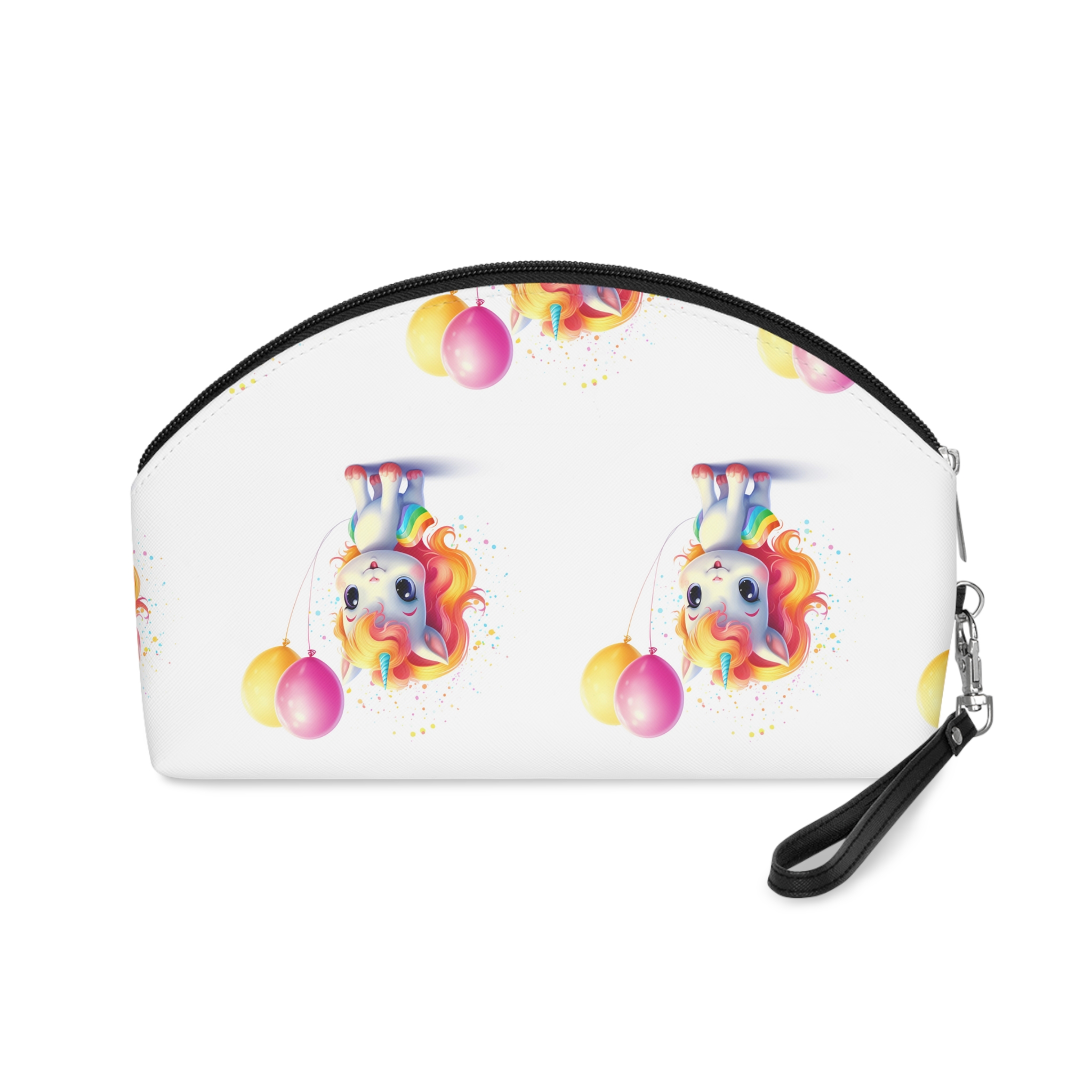 Cartoon Unicorn With Rainbow Mane Balloon Generative Ai (1) Makeup Bag - Image 2