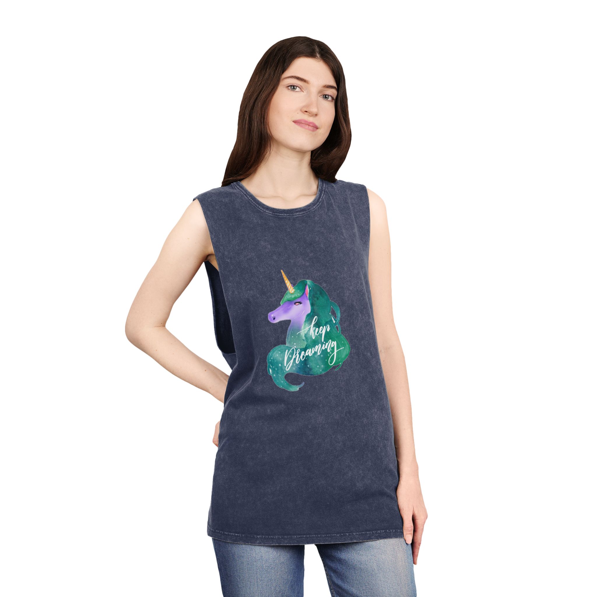 Unicorn V47 Unisex Stonewash Tank Top - Image 16