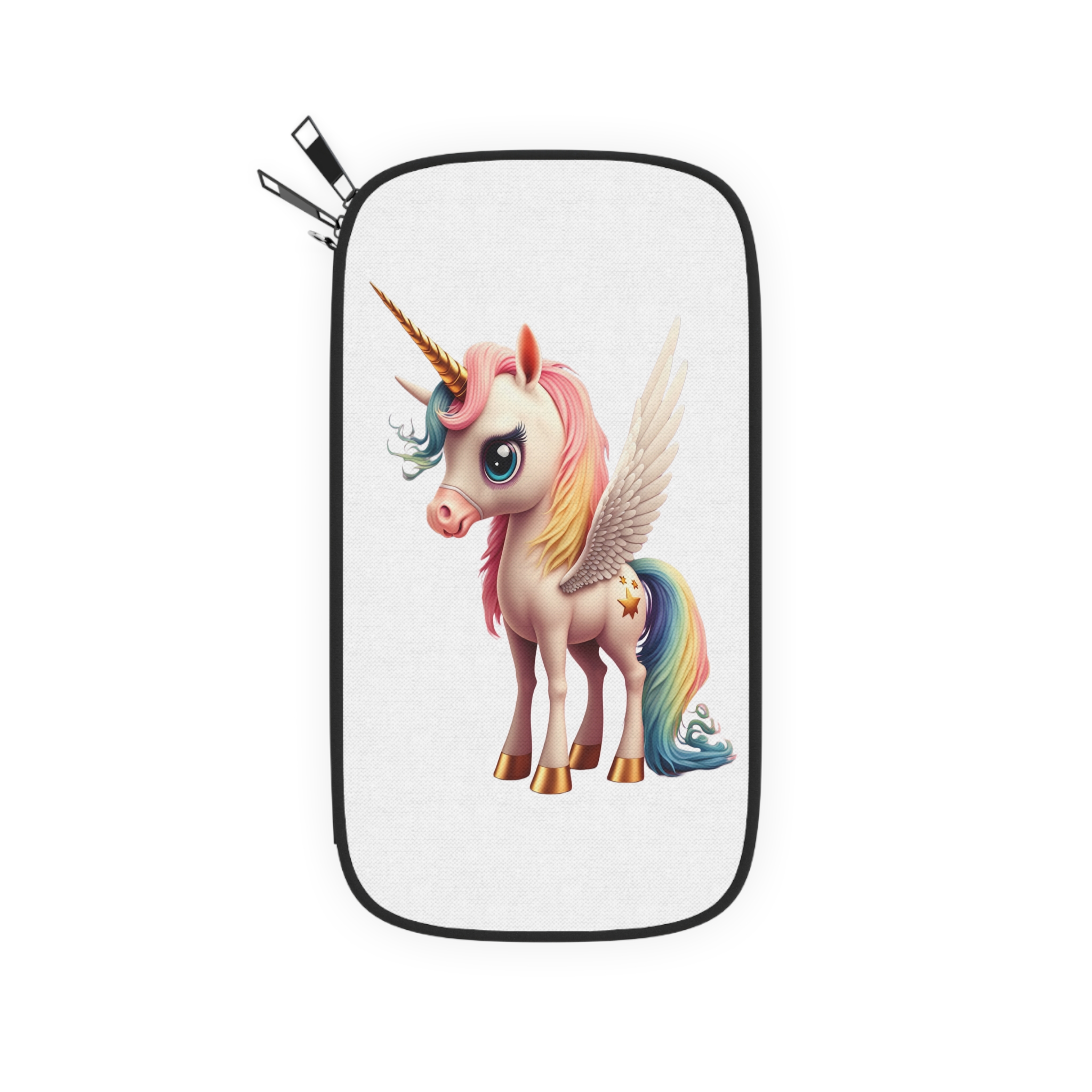 Cartoon Unicorn With Wings Pink Background Generative Ai Passport Wallet - Image 2