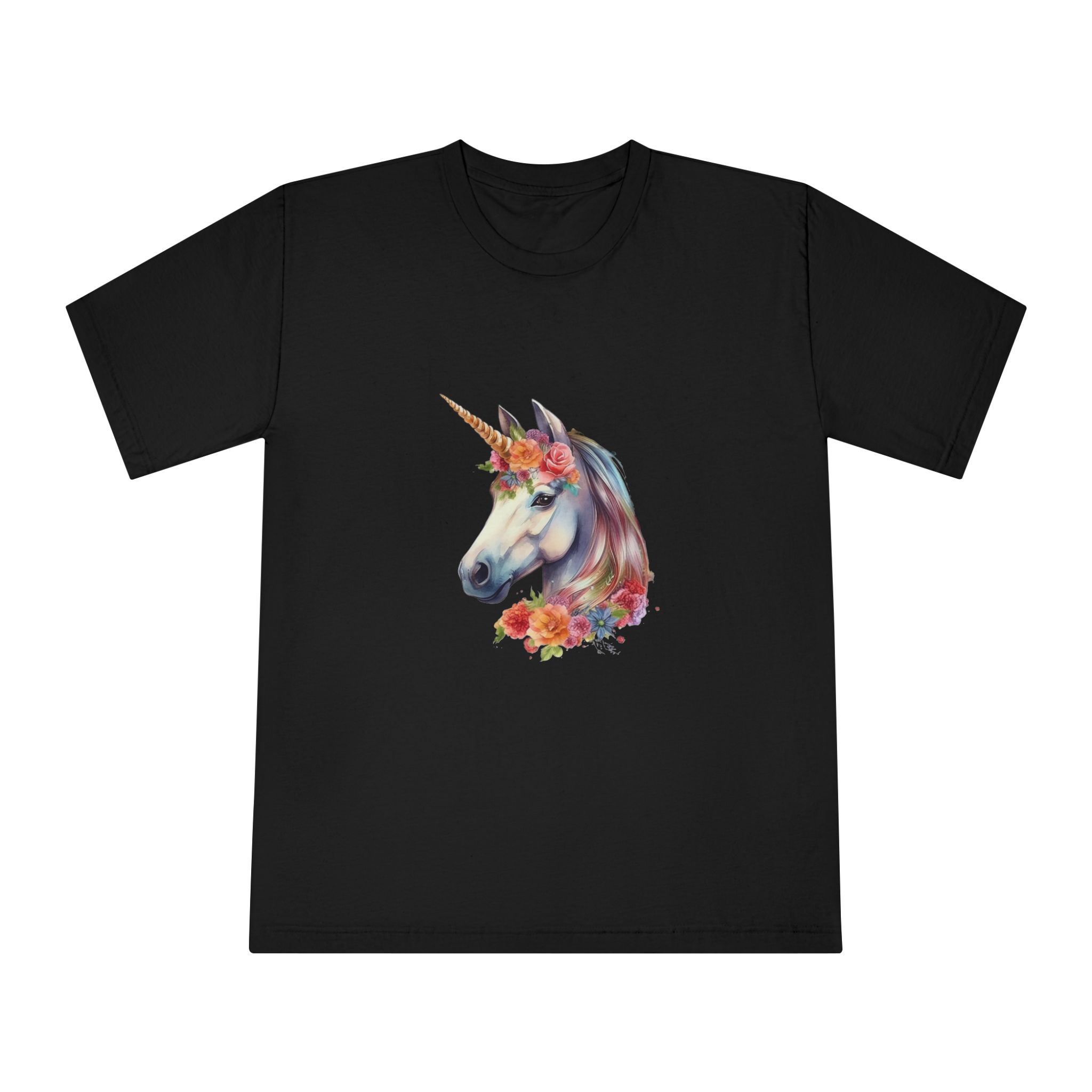 Watercolor Unicorn With Floral Crown Fotor Bg Remover 2023120317822 Unisex Classic Crewneck T Shirt - Image 5