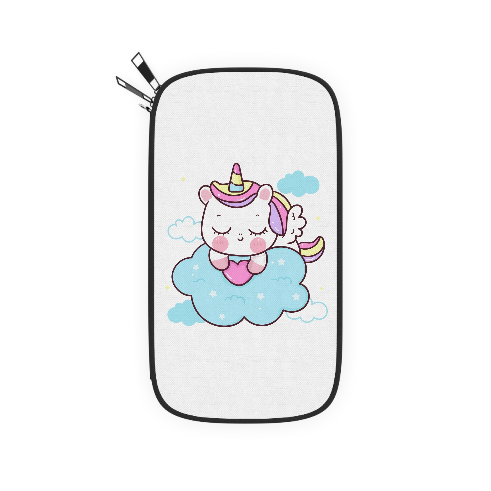 Cute Unicorn Pegasus Cartoon Sleep Holding Heart Cloud Kawaii Animal Passport Wallet - Image 2