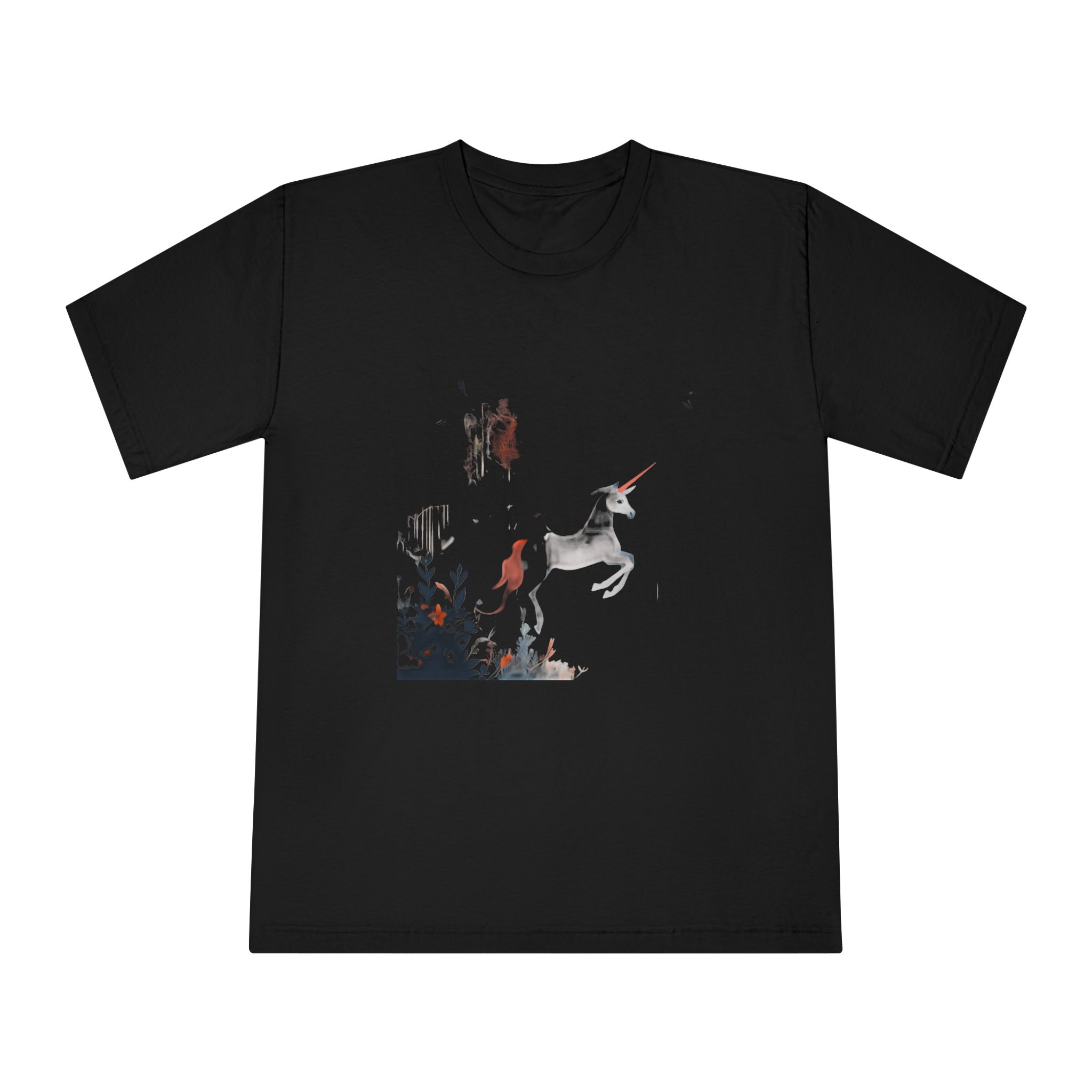 Illustration Unicorn Forest With Flowers Trees Generative Ai Unisex Classic Crewneck T Shirt - Image 5