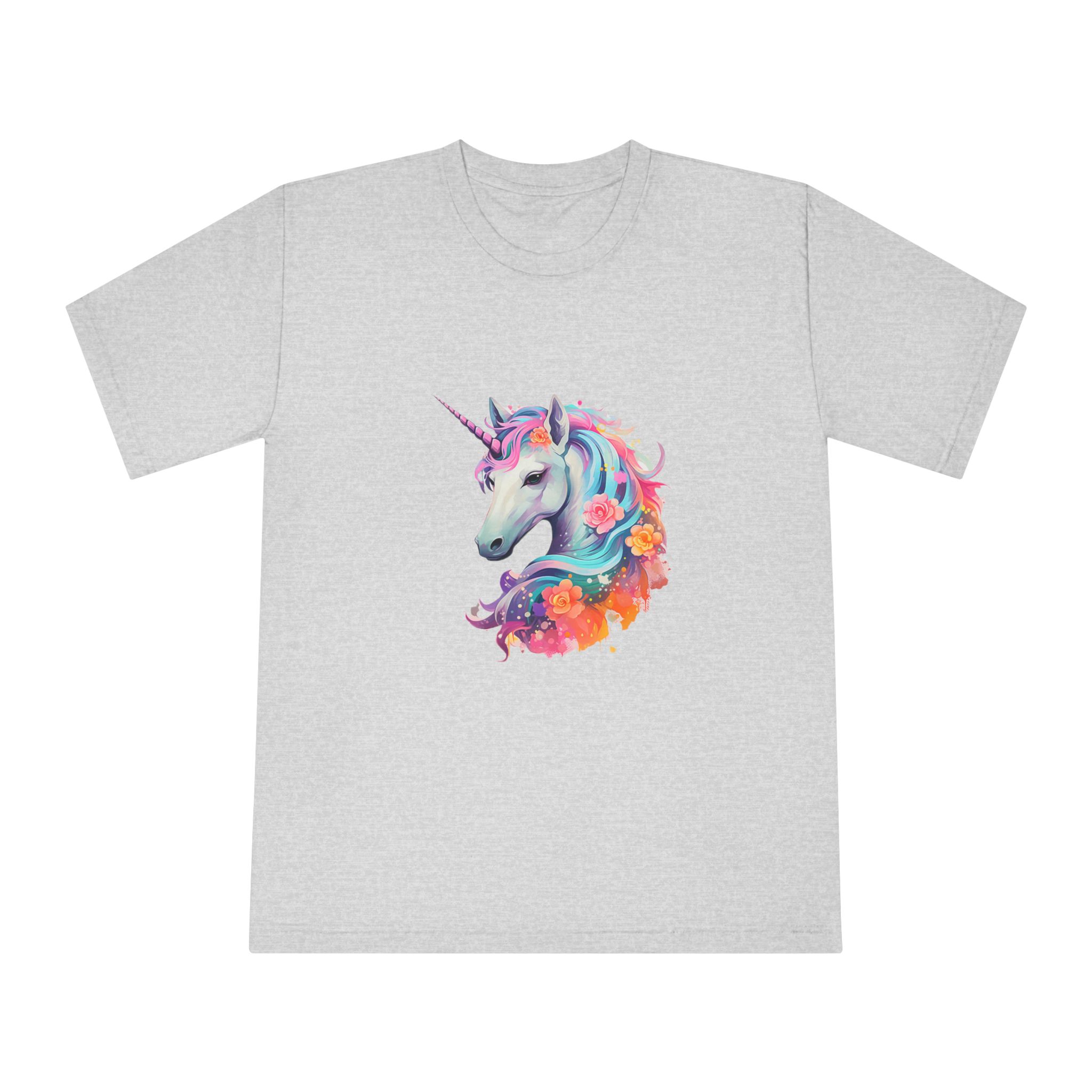 Unicorn Head Colorful Art White Background (2) Unisex Classic Crewneck T Shirt - Image 13