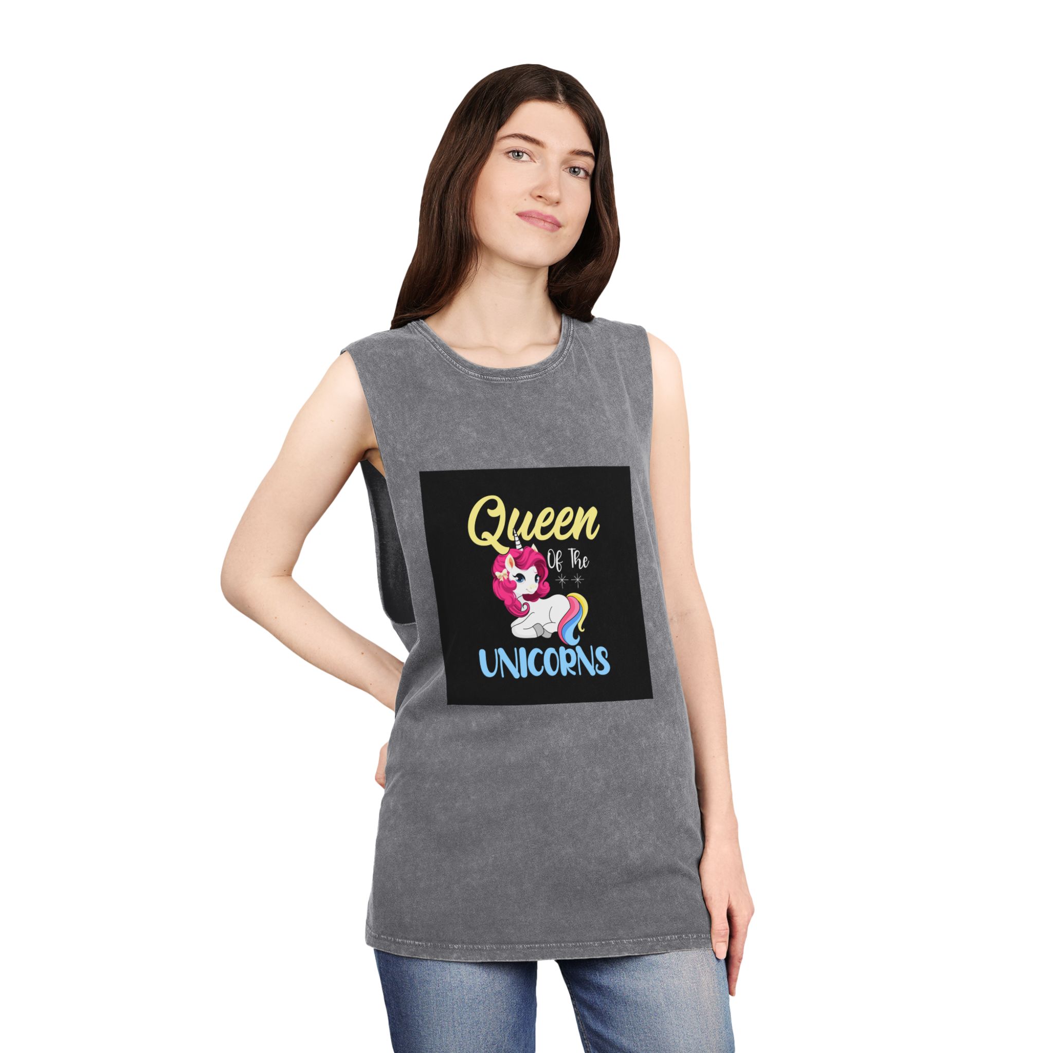 Unicorn 19 Unisex Stonewash Tank Top - Image 12