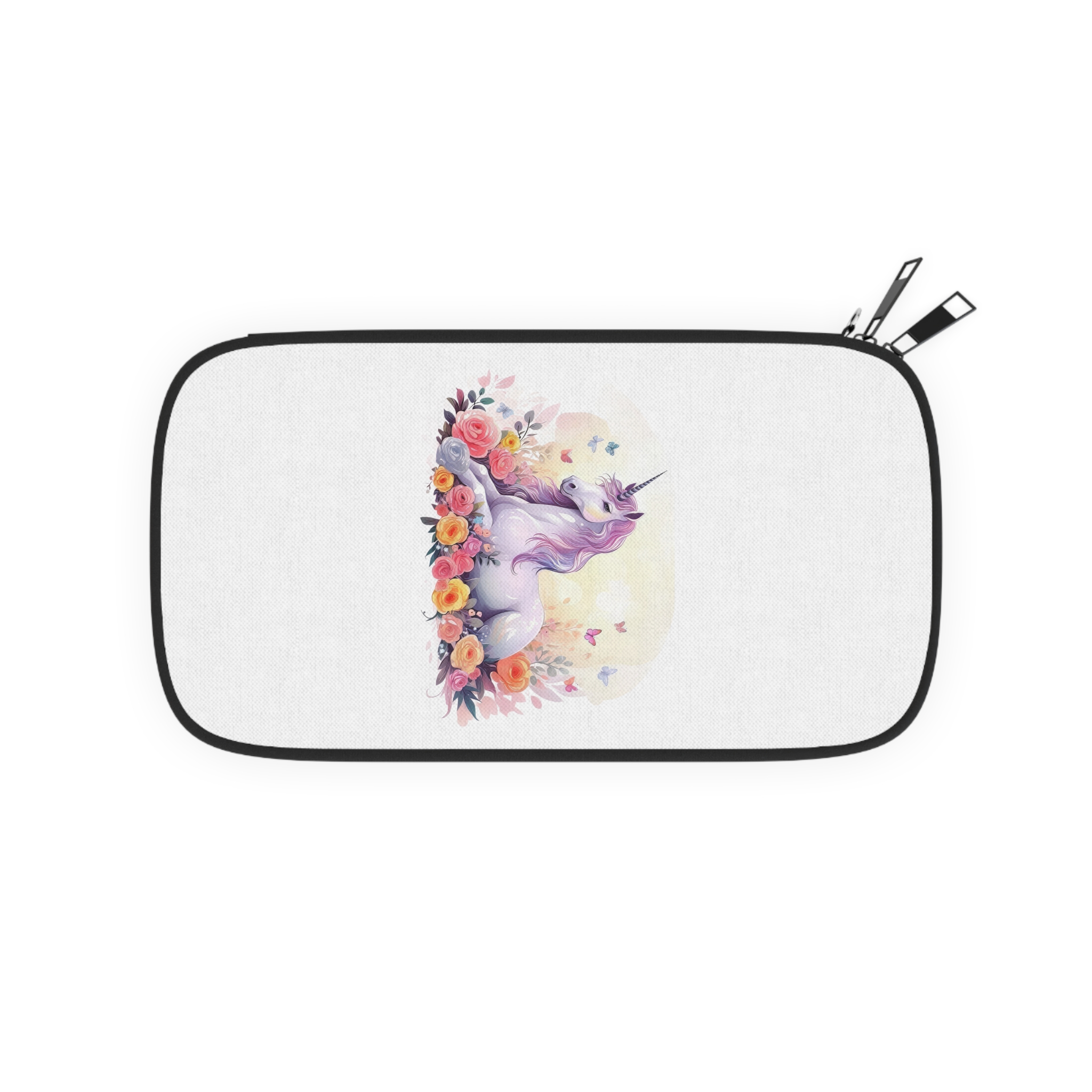 Illustration Little Unicorn Sits With Flowers Passport Wallet