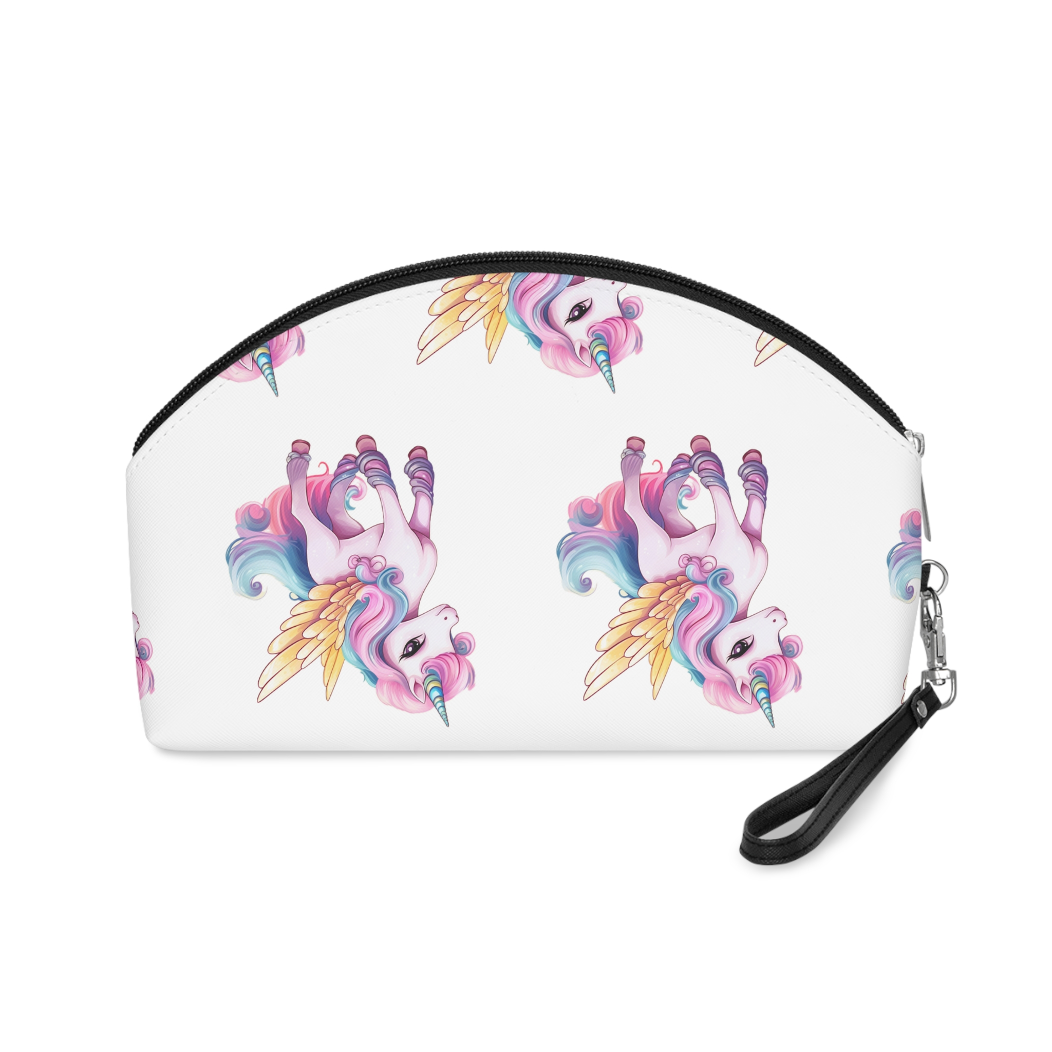 There Is Cartoon Unicorn With Pink Mane Blue Tail Generative Ai Makeup Bag - Image 2