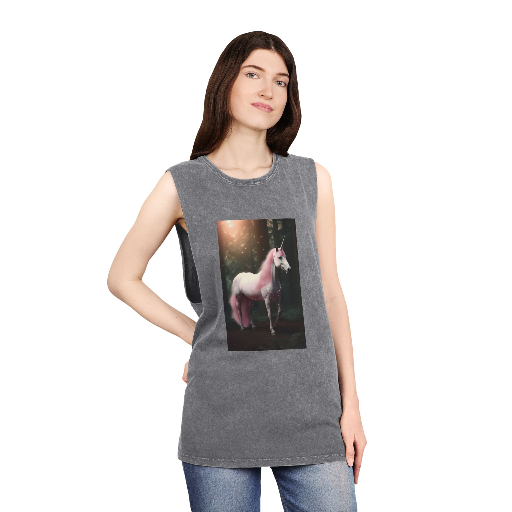 Magical Mythical Unicorn Creature Unisex Stonewash Tank Top - Image 12
