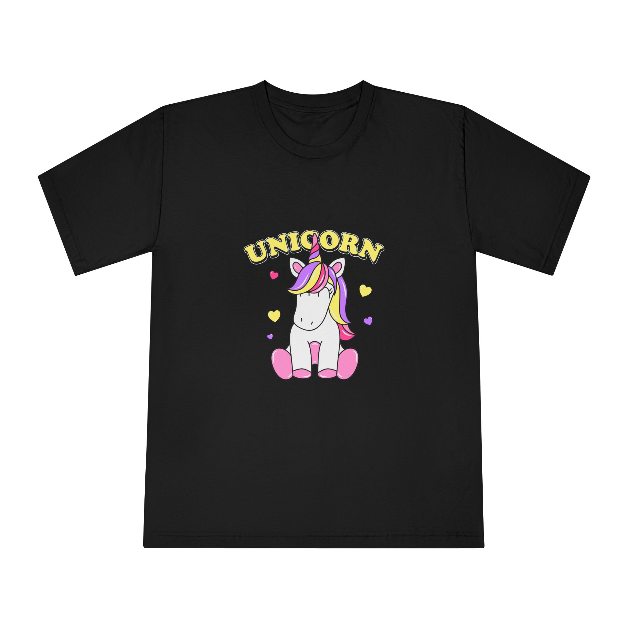 Cute Unicorn With Colorful Hair Hearts Unisex Classic Crewneck T Shirt - Image 5