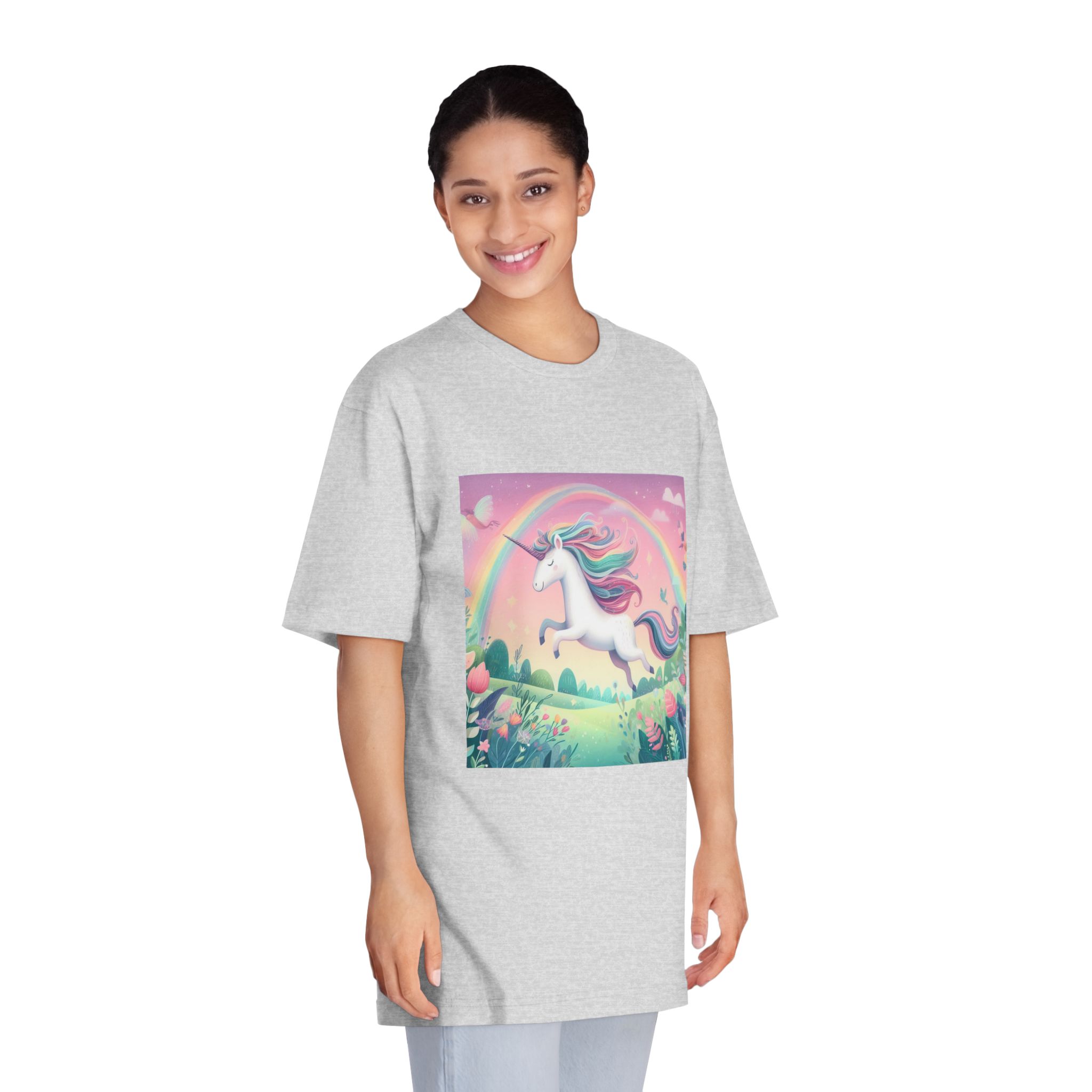 Beautiful Unicorn Running Magical Meadow Unicorn Background Images Whimsical Unicorn (9) Unisex Classic Crewneck T Shirt - Image 15