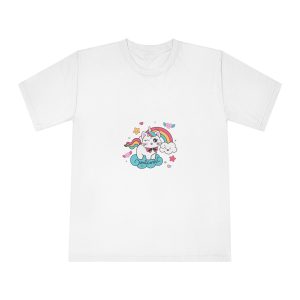 Cute Unicorn Cat With Rainbow Clouds Illustration Unisex Classic Crewneck T Shirt