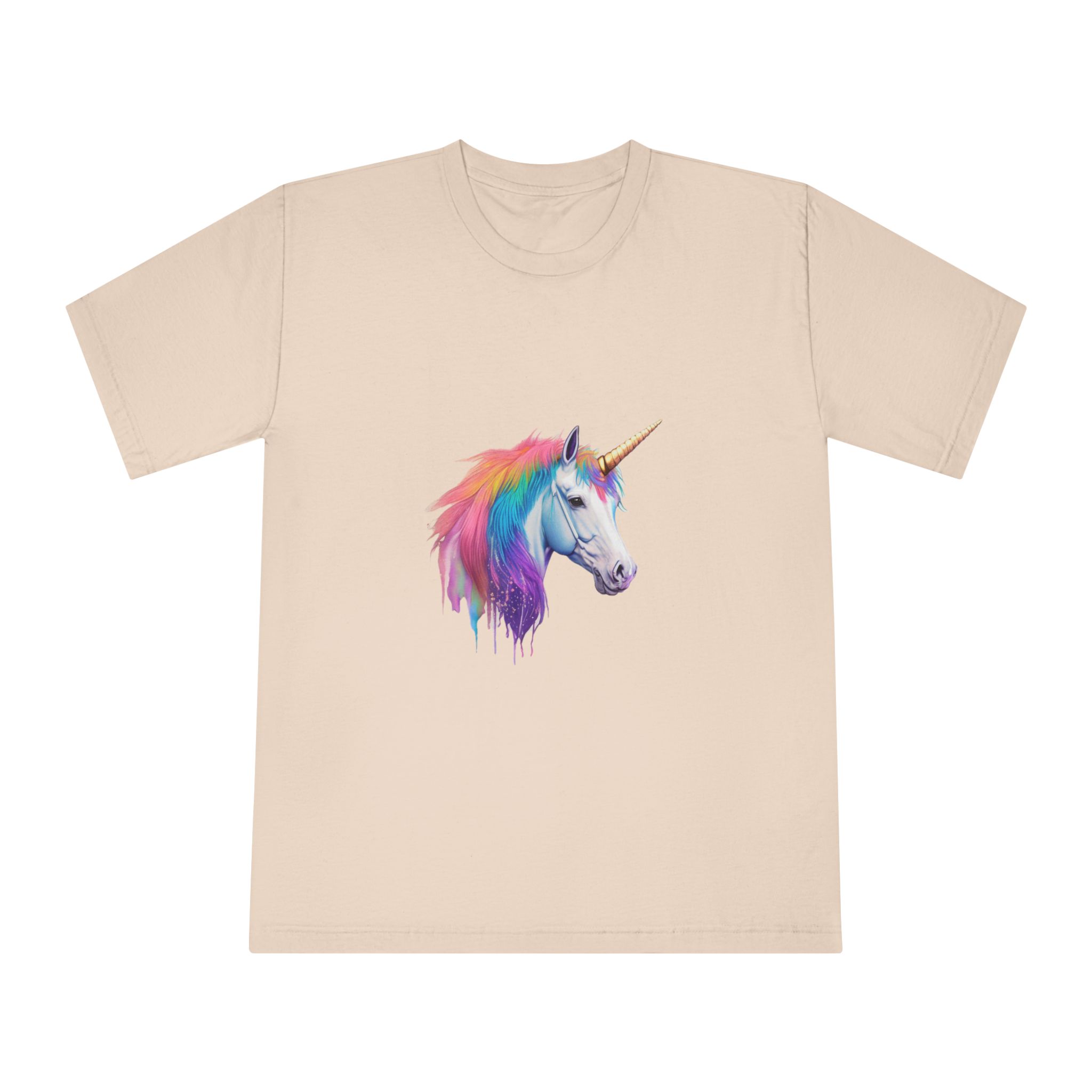 Unicorn Head With Rainbow Mane Horn White Background Unisex Classic Crewneck T Shirt - Image 9