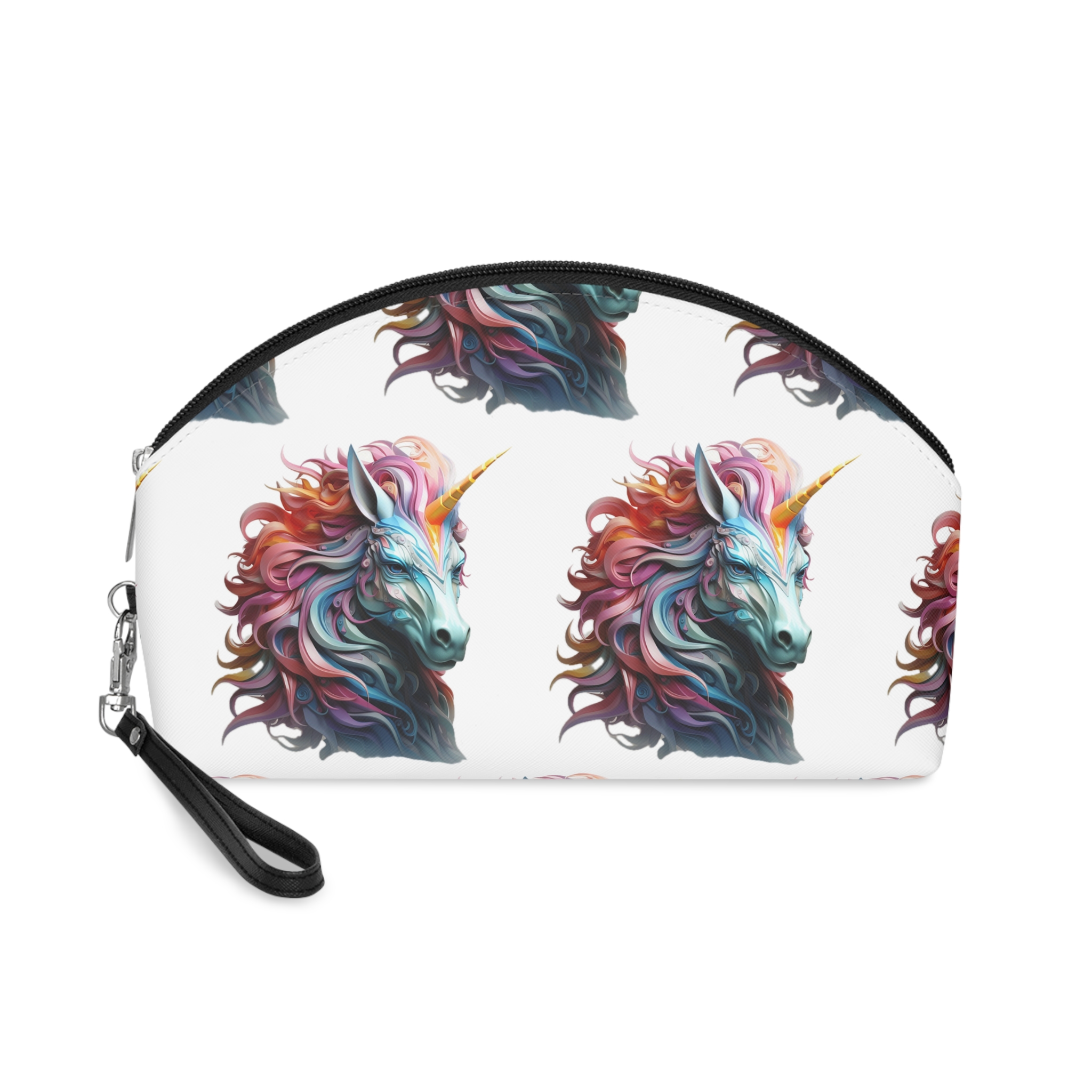 Colorful 3d Unicorn With Colorful Mane Makeup Bag