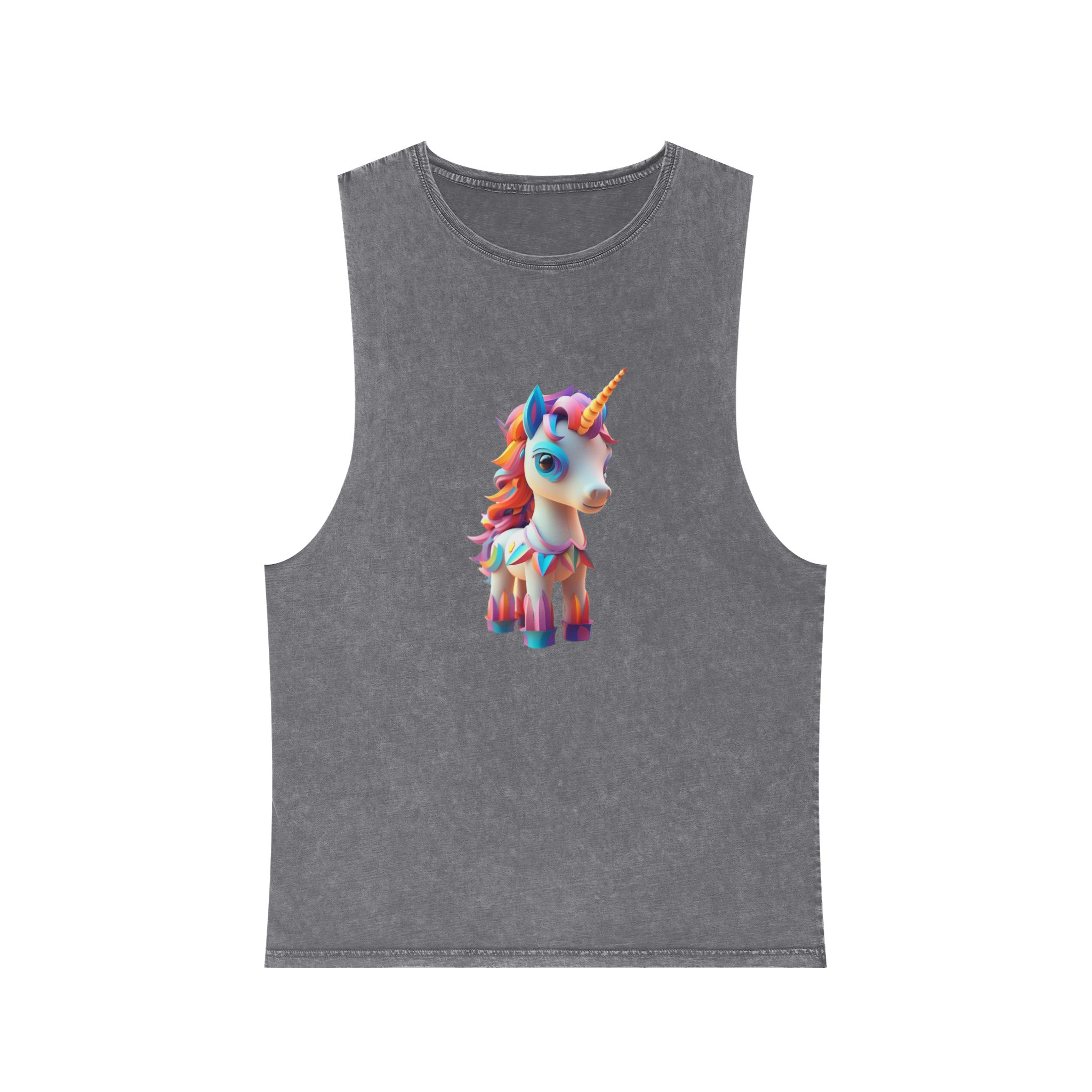 Mythical Unicorn Kids Figurine Style (6) Fotor Bg Remover 20231104152115 Unisex Stonewash Tank Top - Image 9