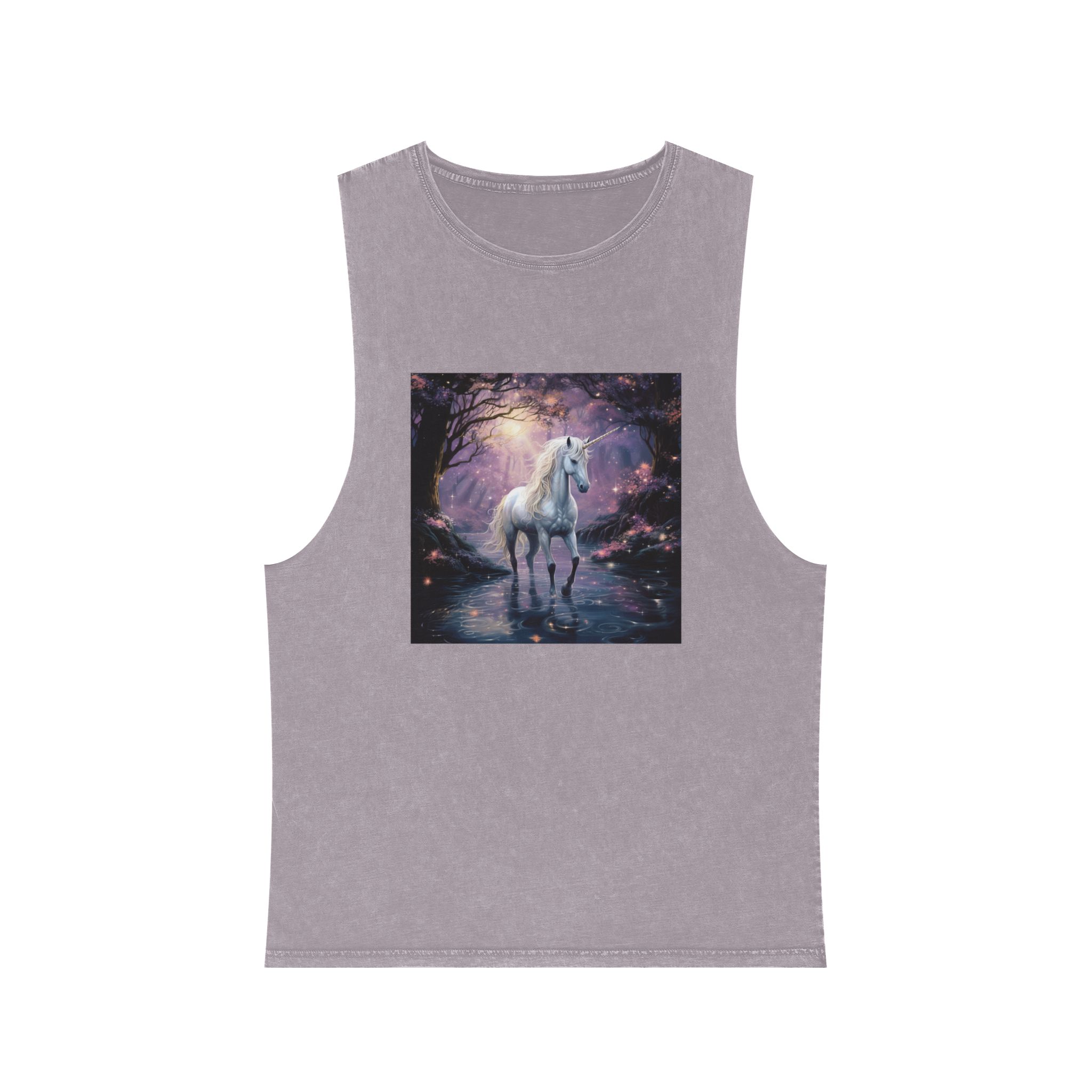 Unicorn Forest With Stream Water Trees Generative Ai Unisex Stonewash Tank Top - Image 17