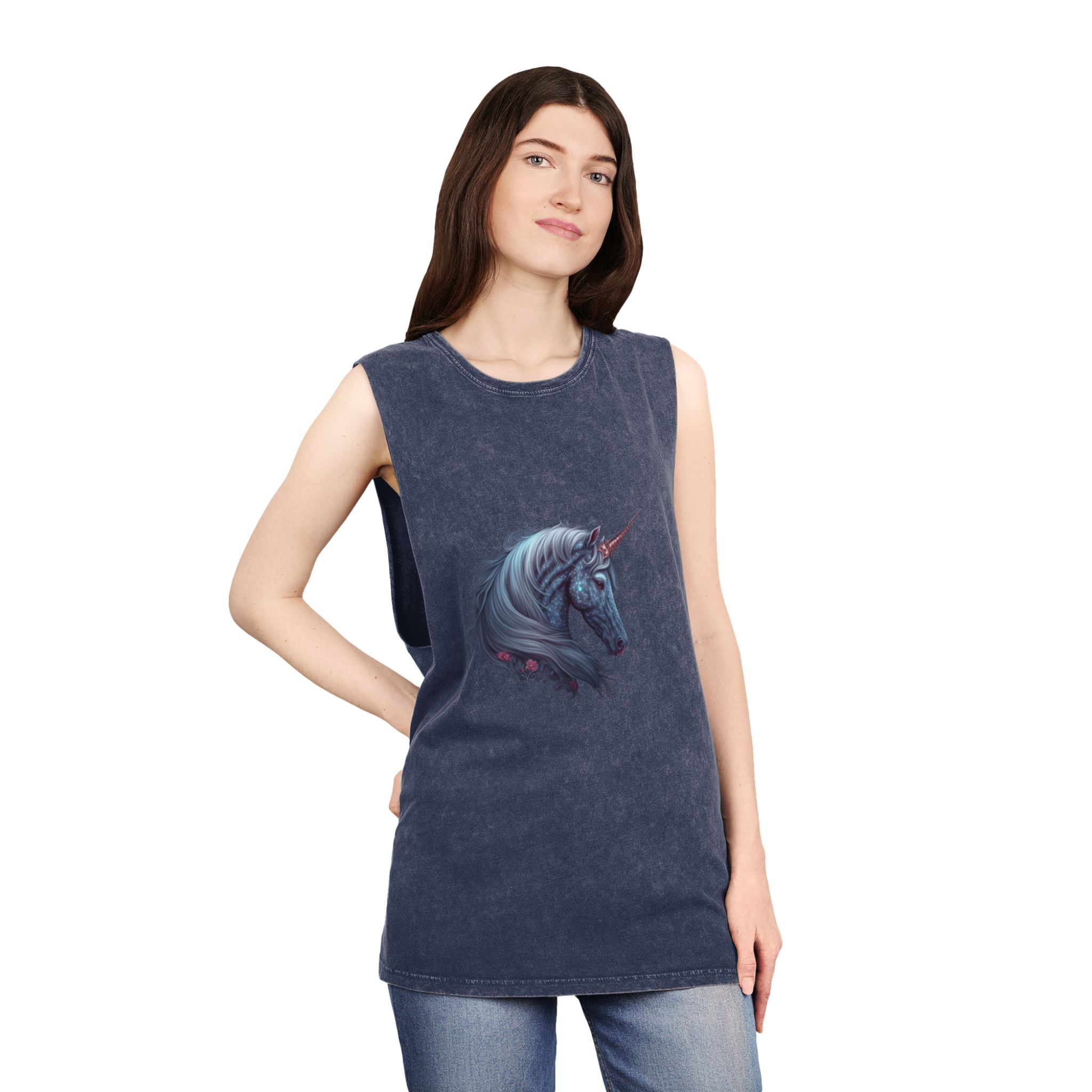 Mystic Unicorn Unisex Stonewash Tank Top - Image 16