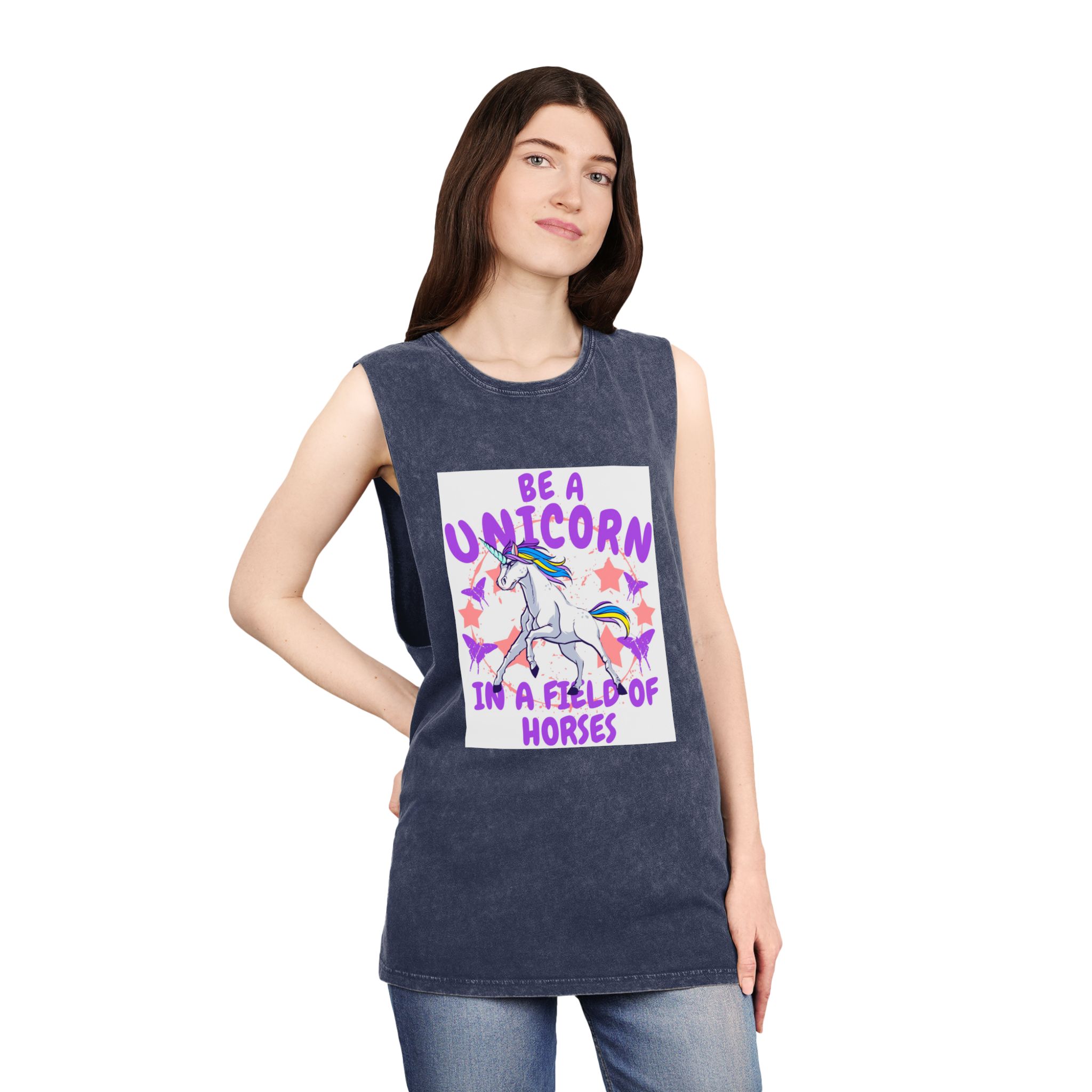 Be Unicorn Unisex Stonewash Tank Top - Image 16