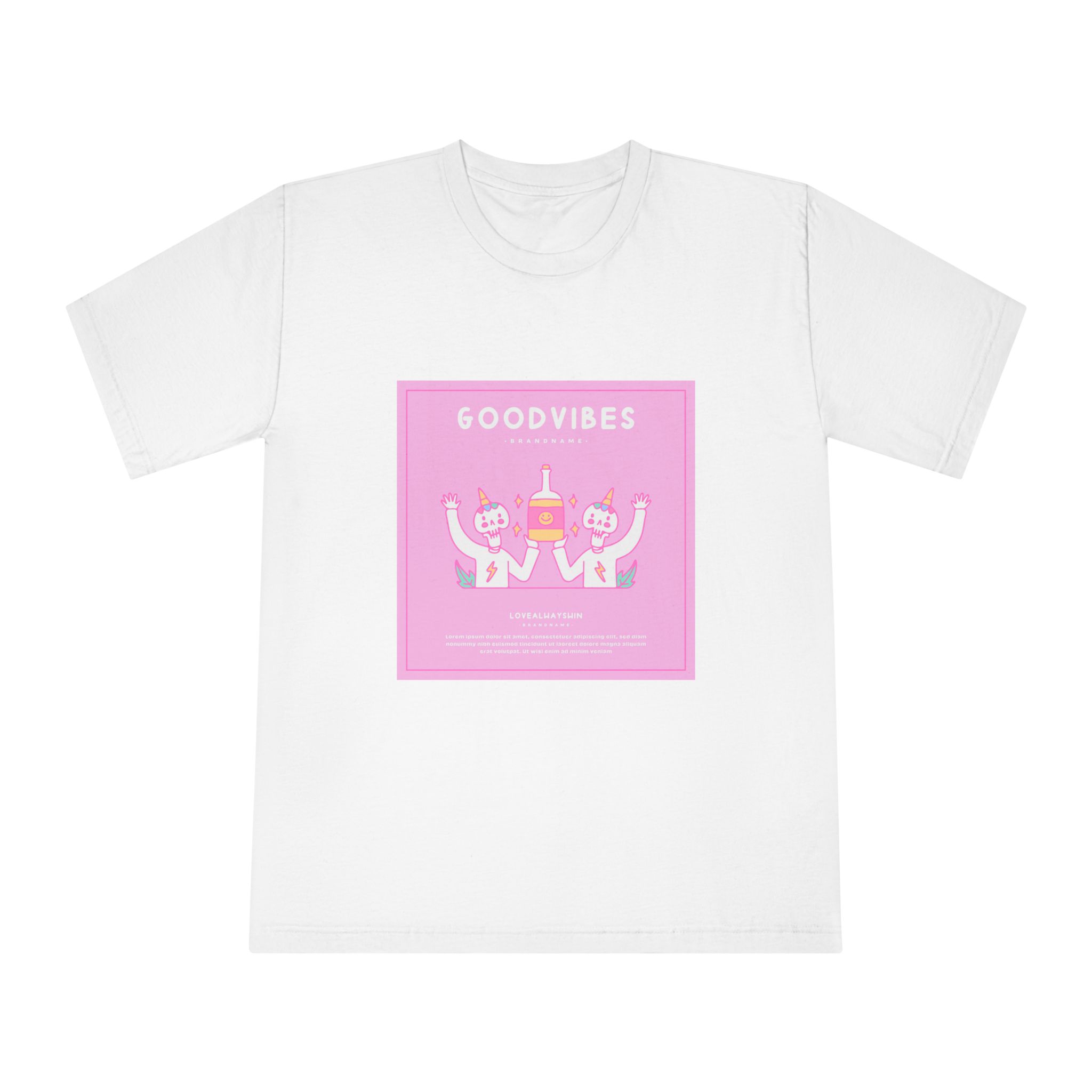 Cute Unicorn Skulls Holding Beer Bottle Illustration T Shirt Poster Unisex Classic Crewneck T Shirt