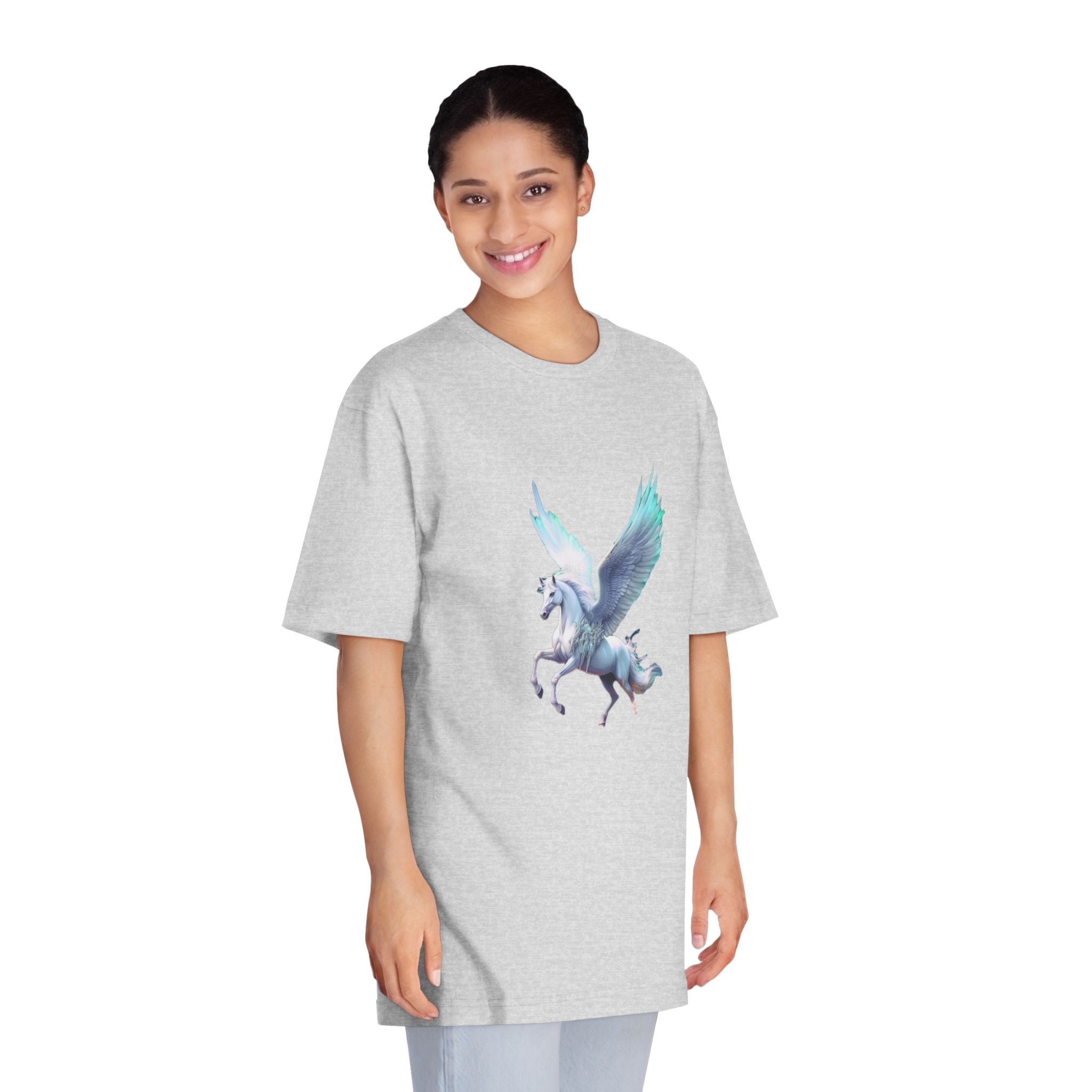 Unicorn With Wings Flying Sky With Full Moon Background Generative Ai Unisex Classic Crewneck T Shirt - Image 15