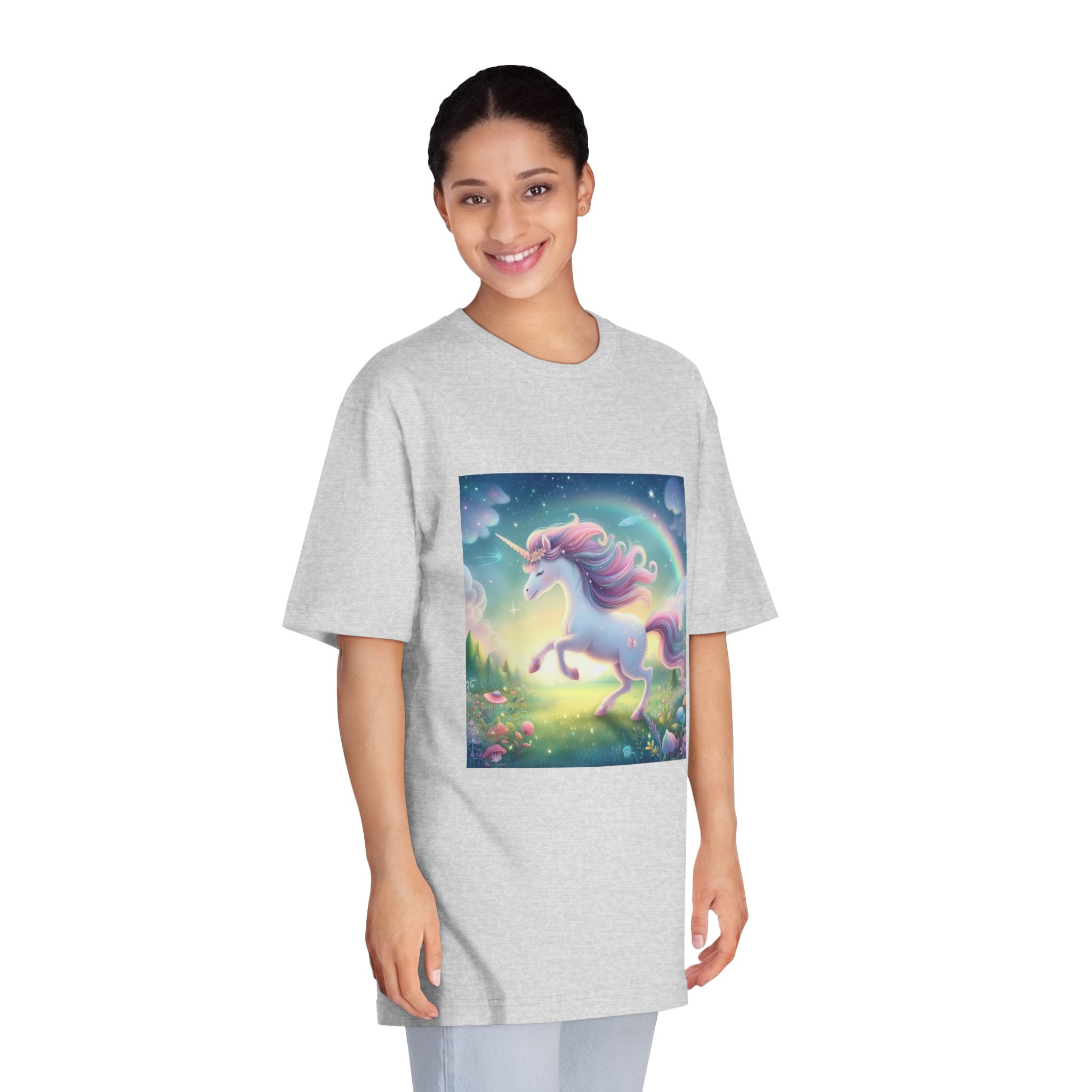 Beautiful Unicorn Running Magical Meadow Unicorn Background Images Whimsical Unicorn (21) Unisex Classic Crewneck T Shirt - Image 15