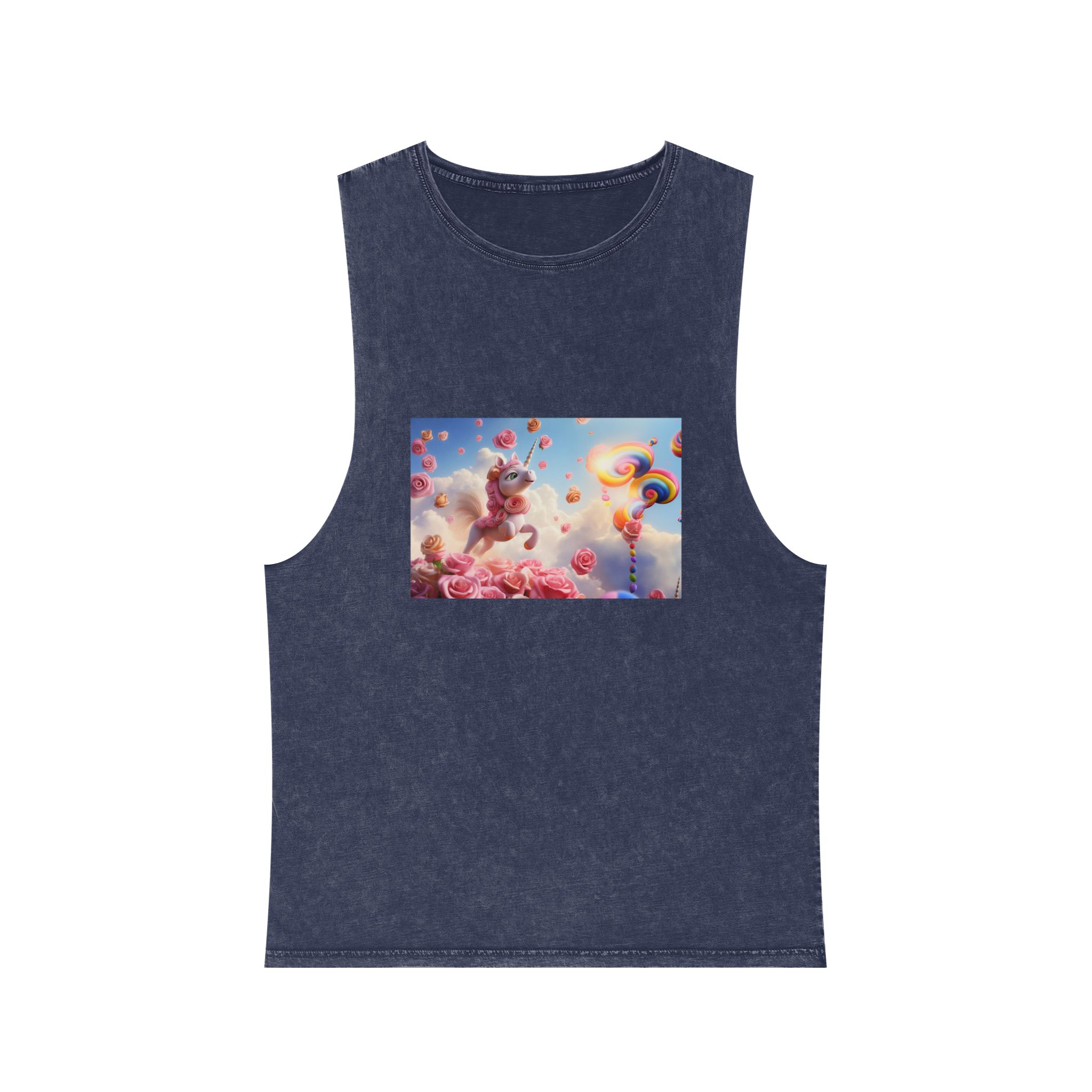 There Is Unicorn That Is Flying Through Air With Roses Generative Ai Unisex Stonewash Tank Top - Image 13