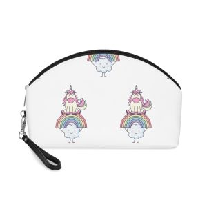 Cute Adorable Unicorn With Clouds Rainbow Makeup Bag