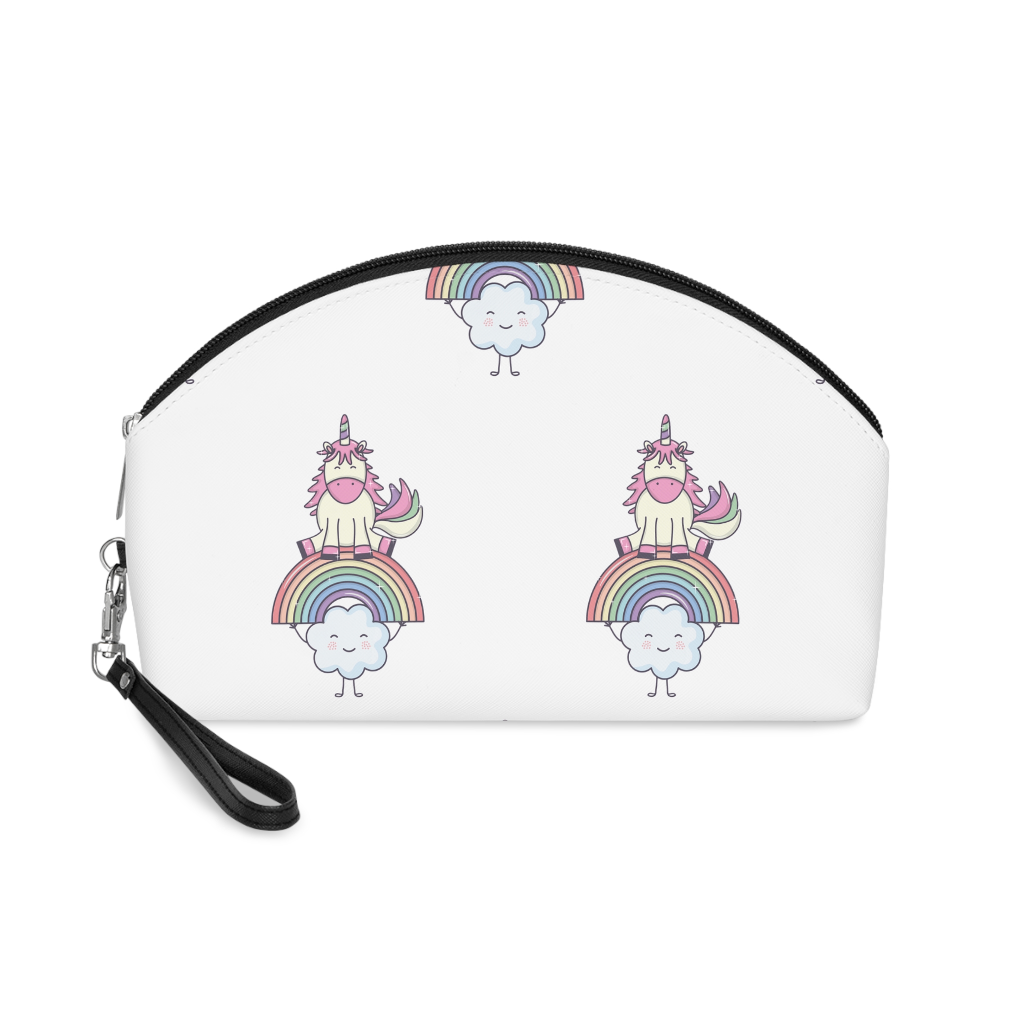 Cute Adorable Unicorn With Clouds Rainbow Makeup Bag