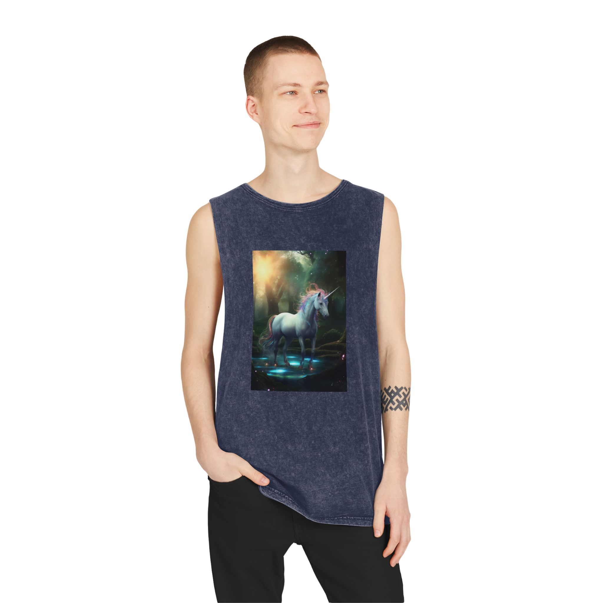 Magical Mythical Unicorn Creature 9 Unisex Stonewash Tank Top - Image 15