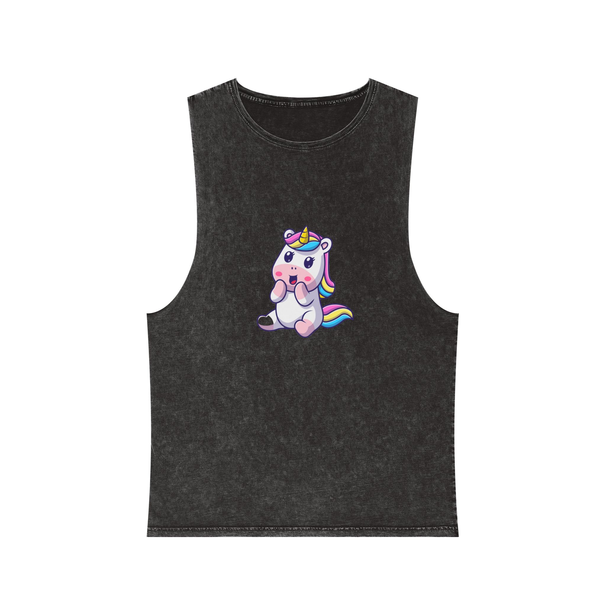 Cute Unicorn Happy Unisex Stonewash Tank Top