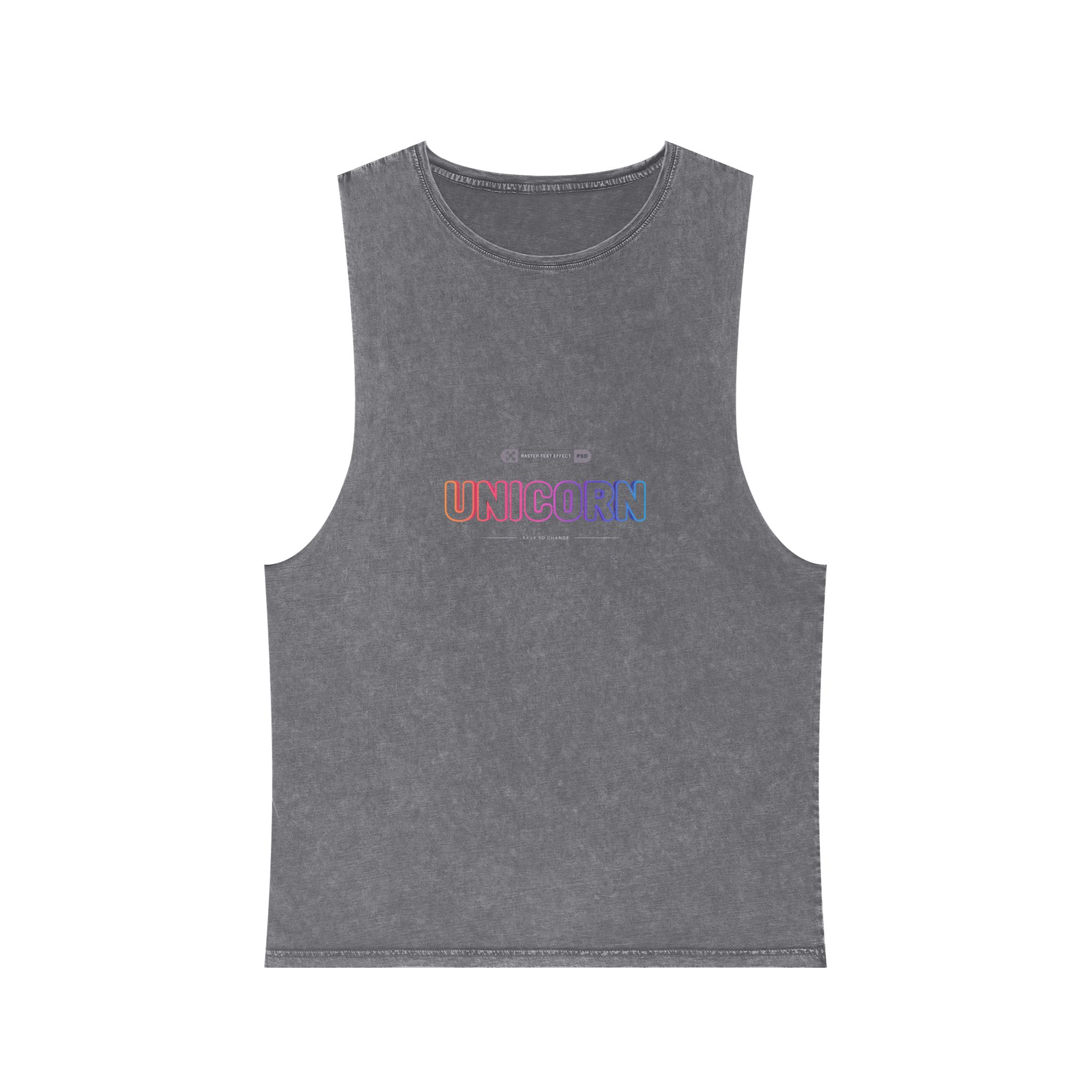 Unicorn Editable Text Effect Font Style Unisex Stonewash Tank Top - Image 9