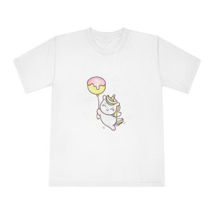 Cute Unicorn Vector Holding Cupcake Balloon and Letter On Sky With Heart Pony Cartoon Sweet Pastel Background Valentines Day Unisex Classic Crewneck T Shirt