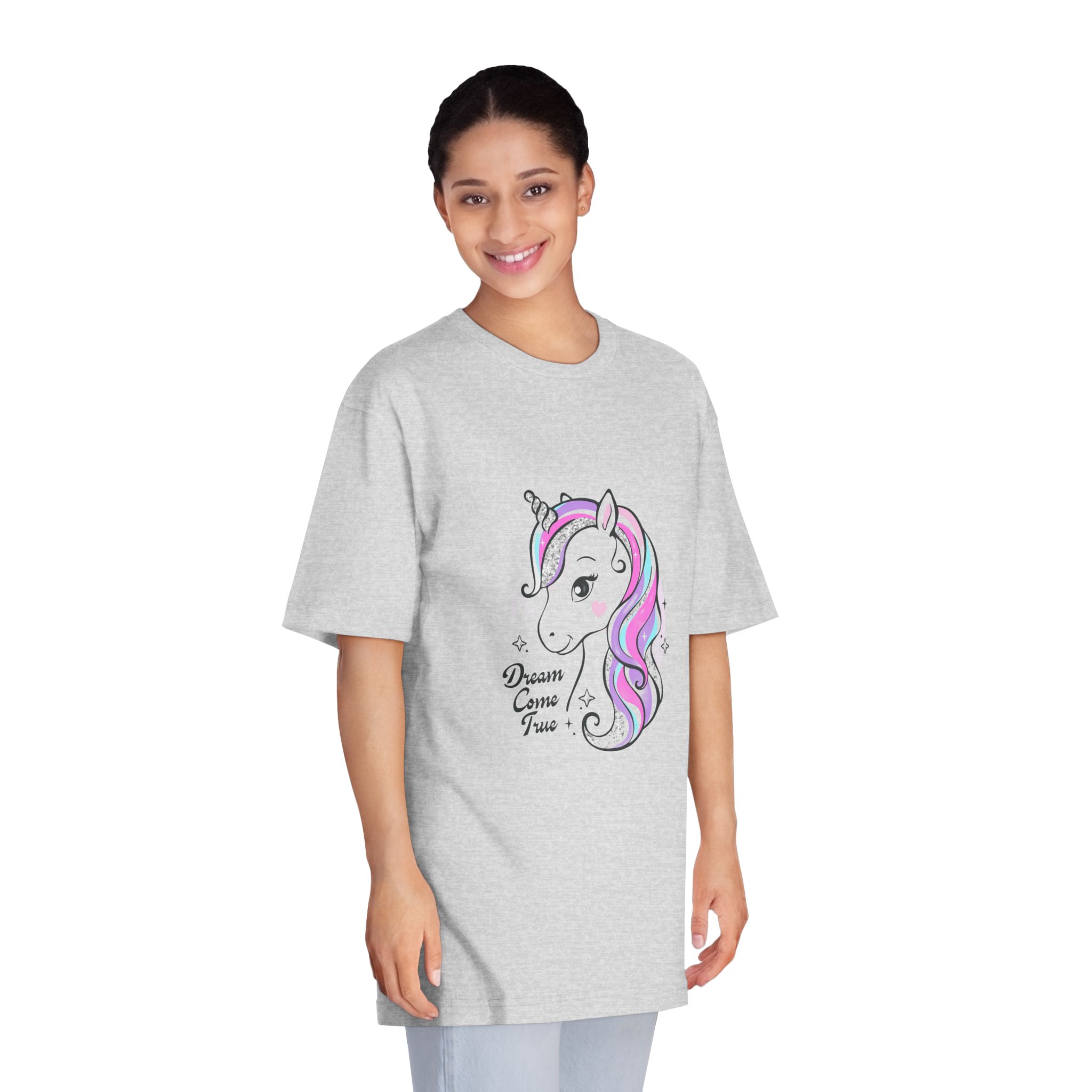 Art Beautiful Little Unicorn On A White Background Sequins Print For Clothes and T Shirts Vector Illustration Cartoon Unisex Classic Crewneck T Shirt - Image 15