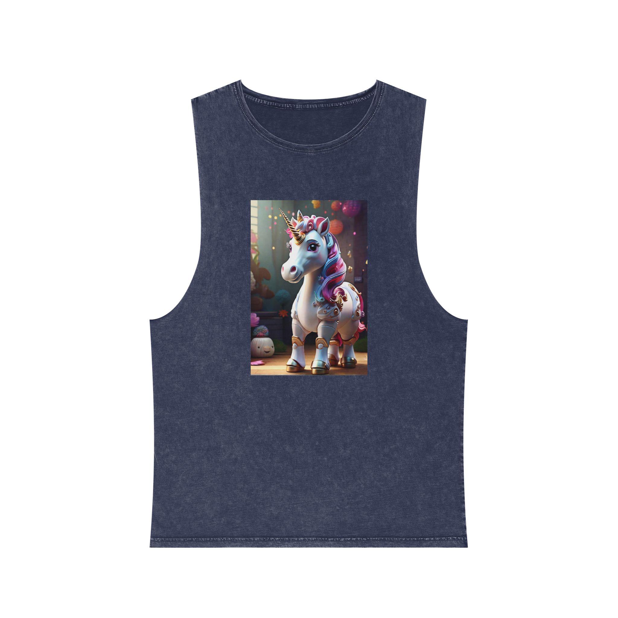 Animated Unicorn Children Generated By Ai (18) Unisex Stonewash Tank Top - Image 13