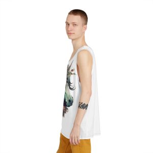 Detailed Illustration Print Vintage Unicorn Mens Tank Aop