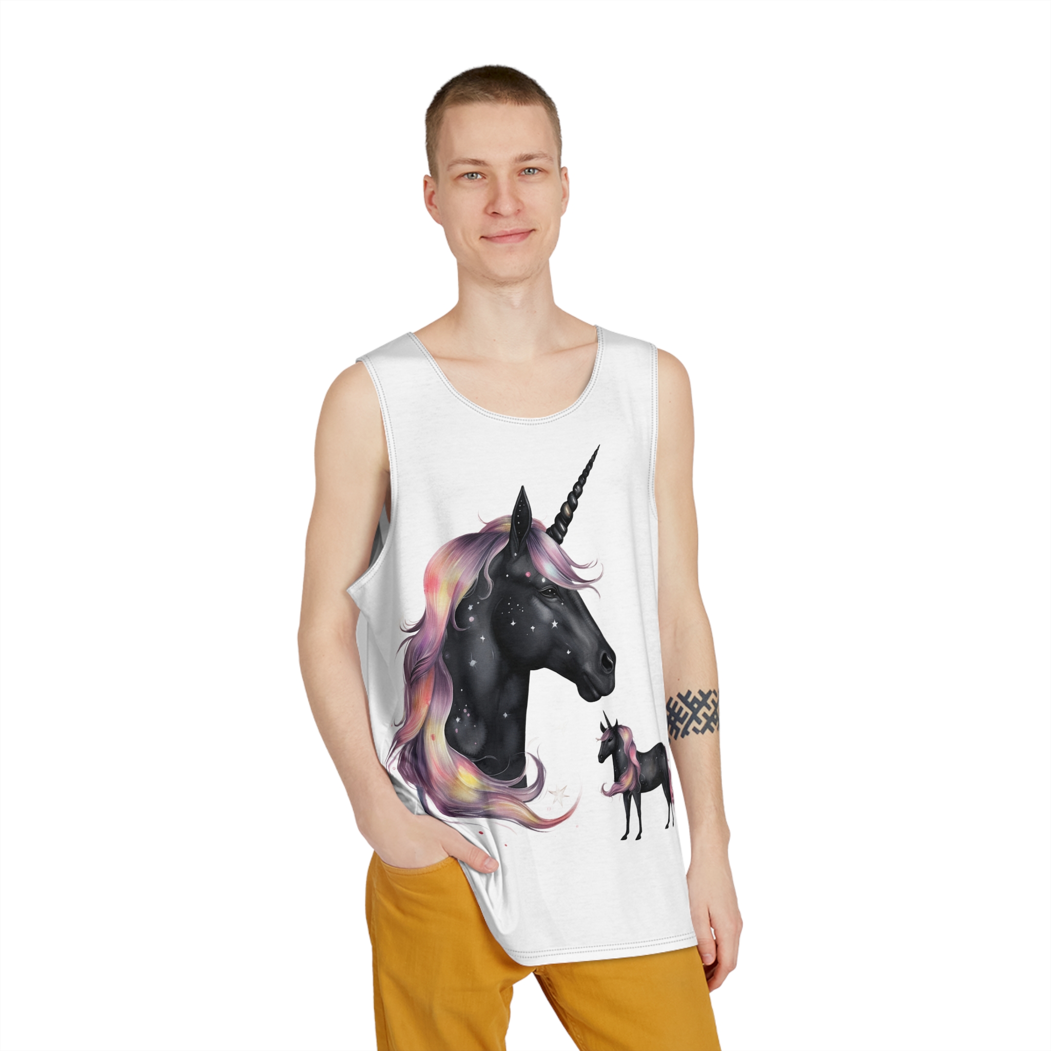 There Is Unicorn Star Sky Generative Ai Mens Tank Aop Product - Image 3