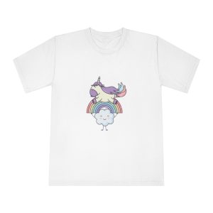Cute Adorable Unicorn With Clouds Rainbow (1) Unisex Classic Crewneck T Shirt