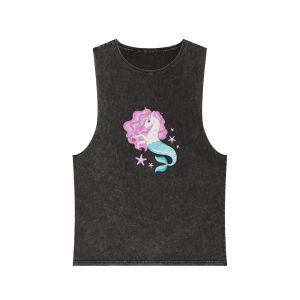 Beautiful Seahorse Unicorn With Pink Mane Unisex Stonewash Tank Top