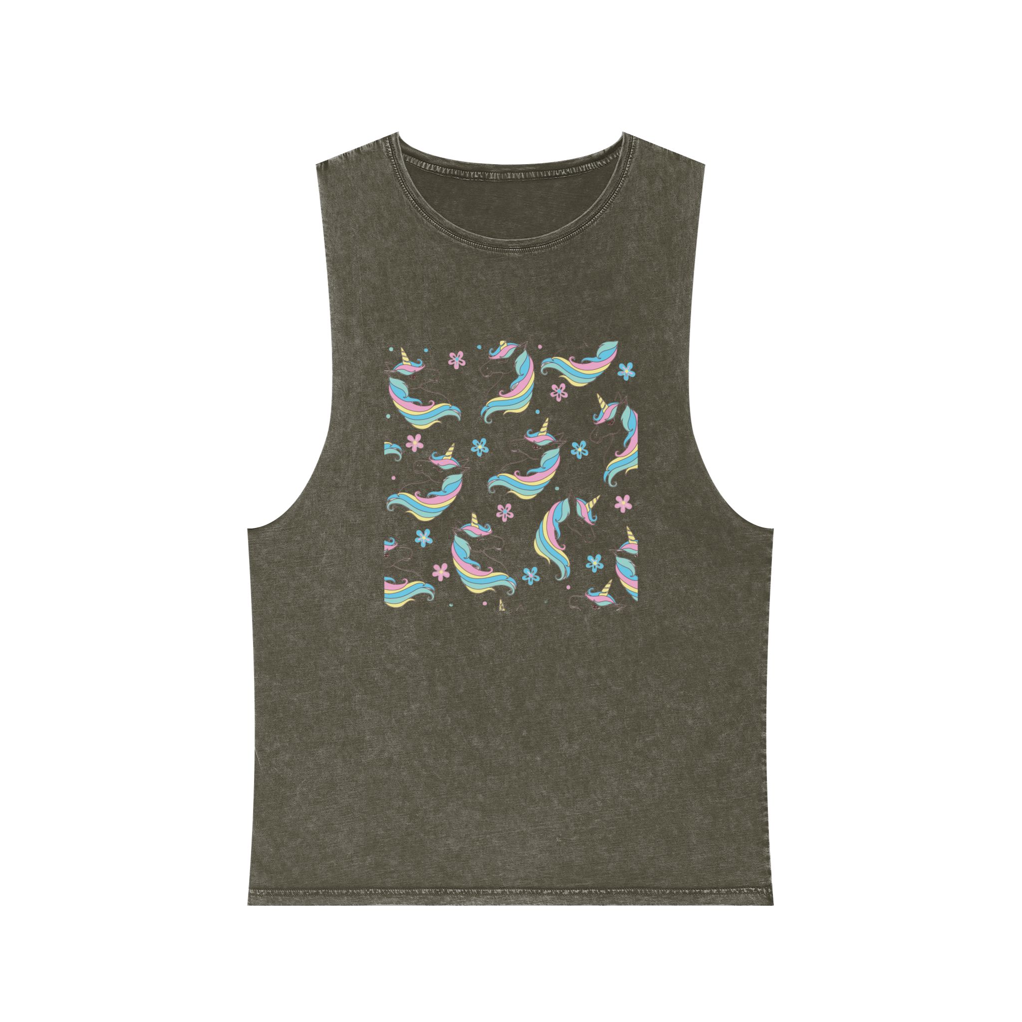 Unicorn Pattern Copia Unisex Stonewash Tank Top - Image 5