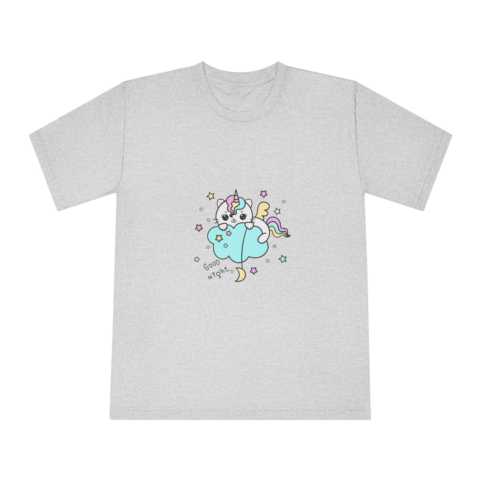 Cute Unicorn Cat Cloud Good Night Illustration Unisex Classic Crewneck T Shirt - Image 13