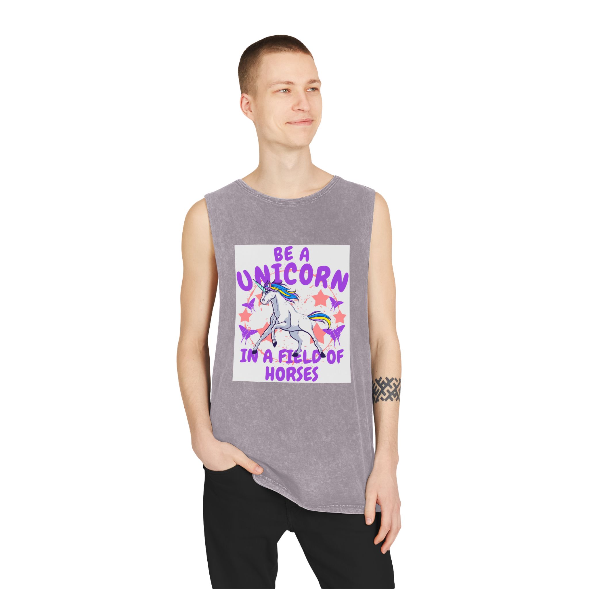 Be Unicorn Unisex Stonewash Tank Top - Image 19