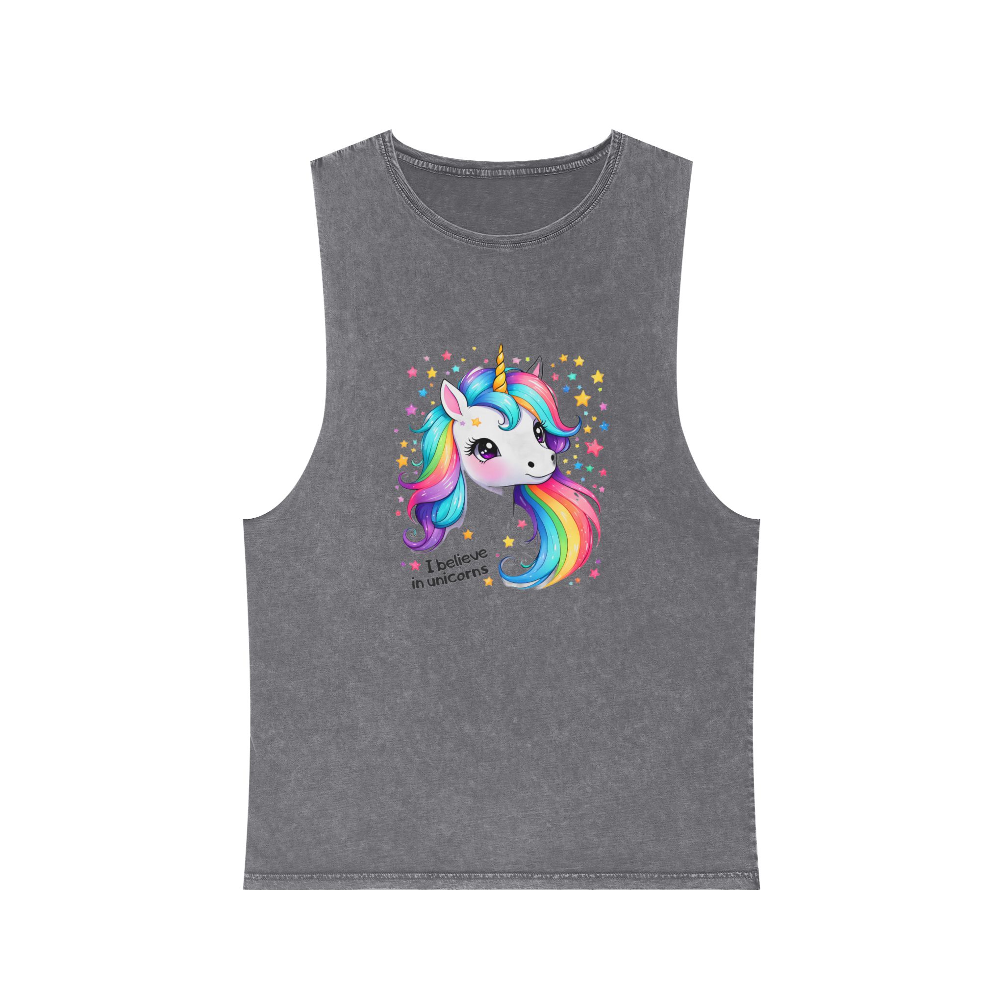 I Belive In Unicorns Unisex Stonewash Tank Top - Image 9