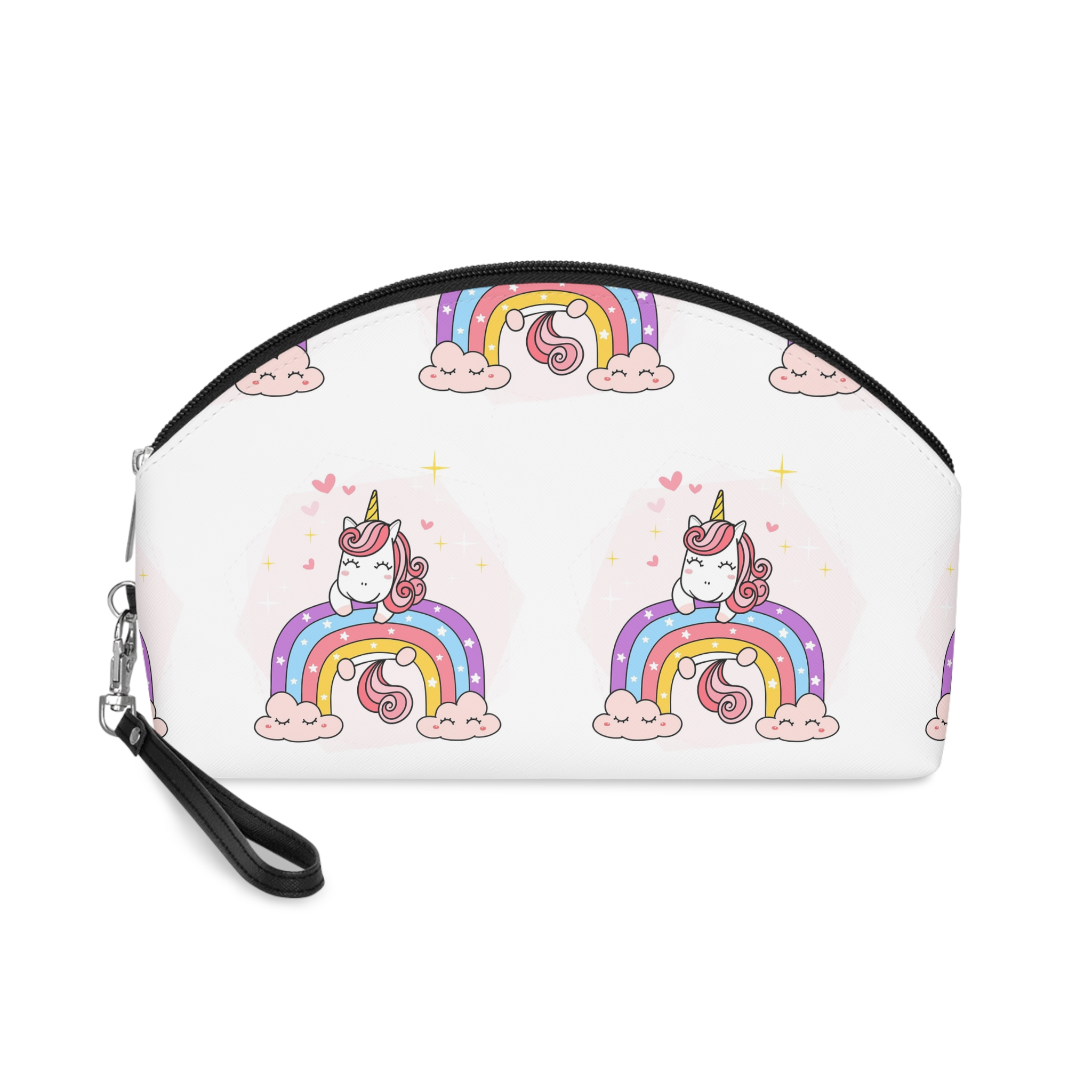 Cute Unicorn Magical Purple Rainbow Simple Doodle Outline Cartoon Illustration Makeup Bag